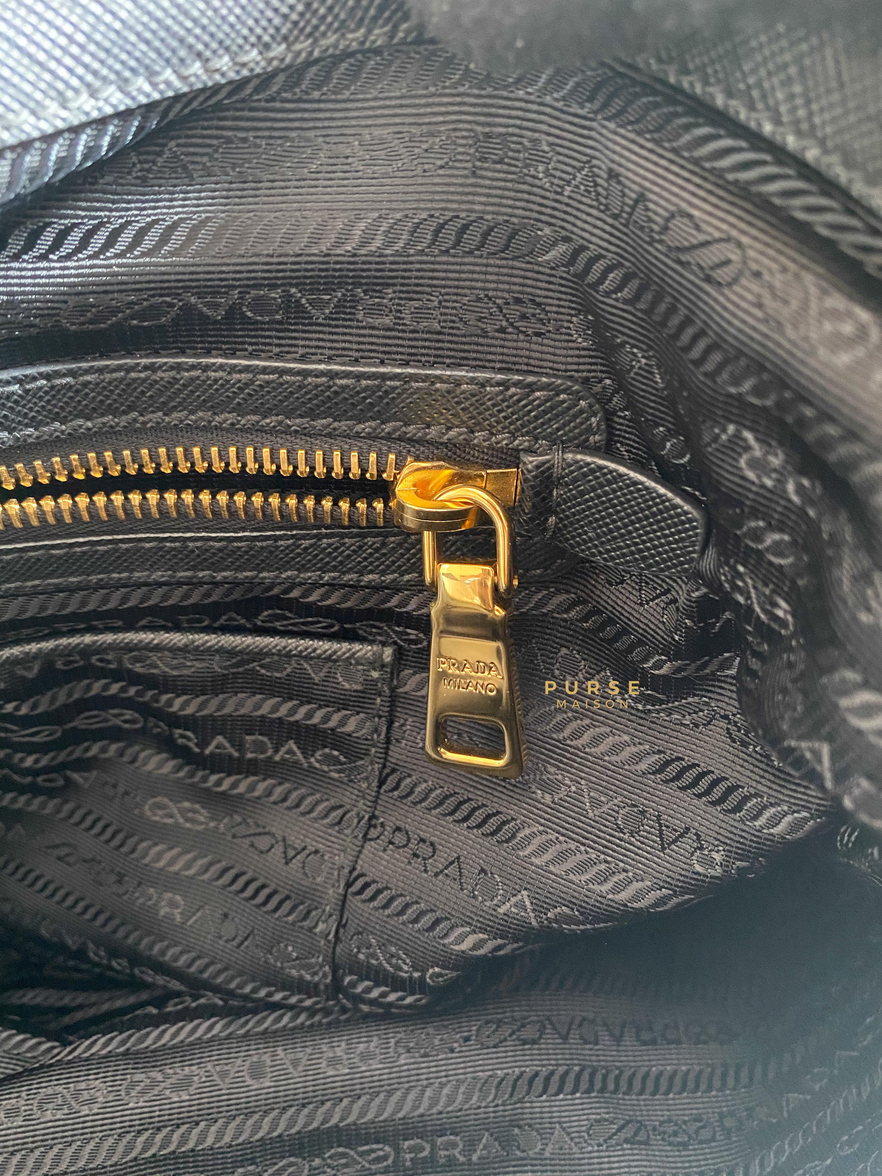 Prada Tessuto Saffiano Nylon Black Tote Bag Purse Maison