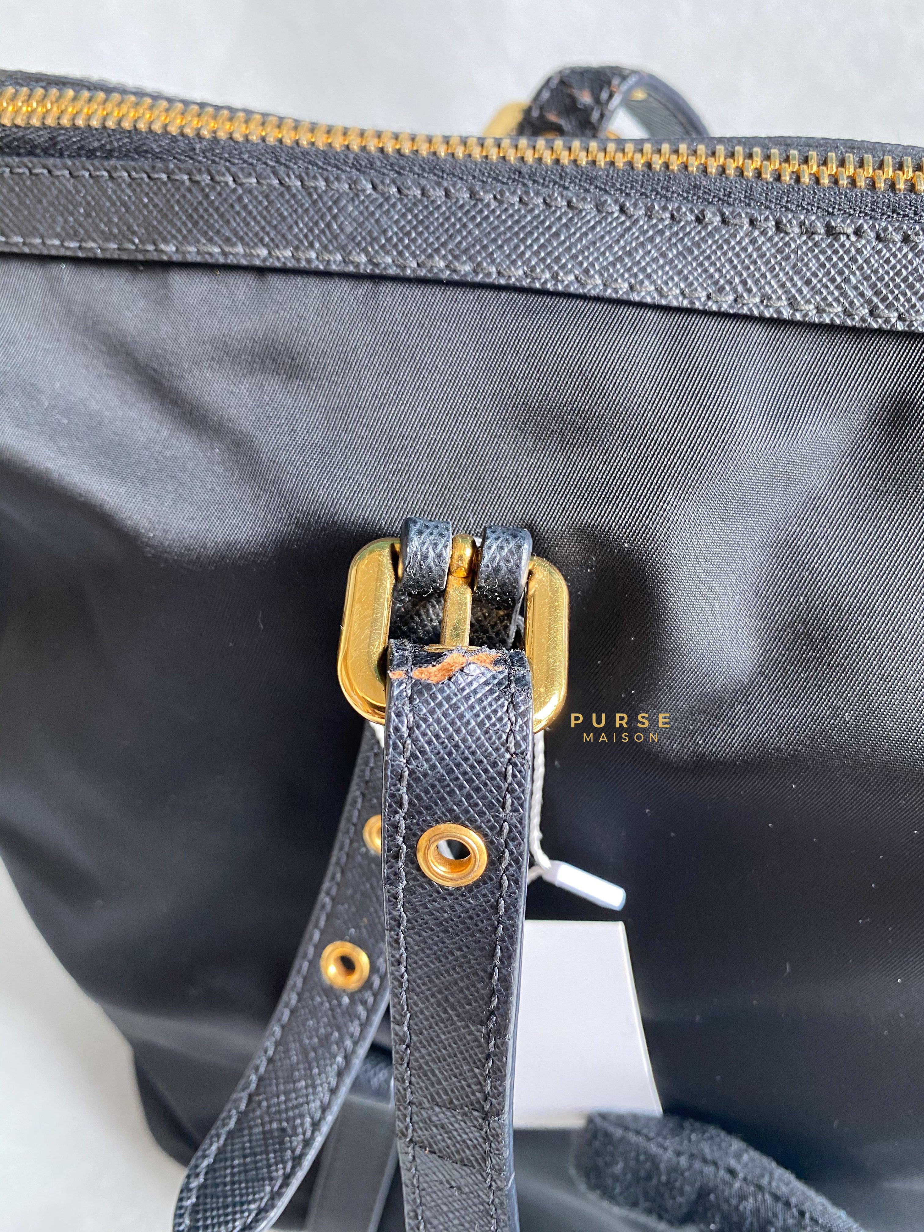 Prada Tessuto Saffiano Nylon Black Tote Bag | Purse Maison Luxury Bags Shop