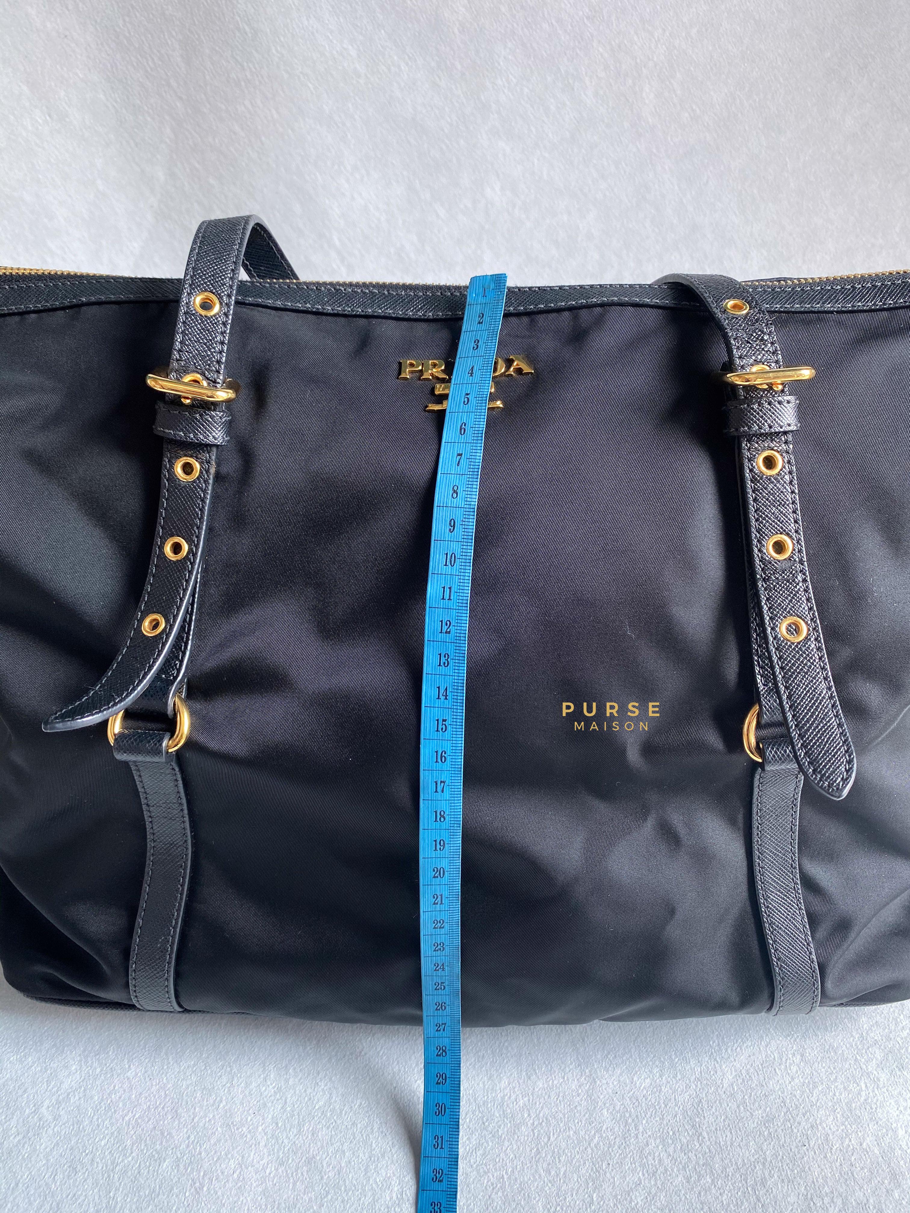 Prada Tessuto Saffiano Nylon Black Tote Bag Purse Maison