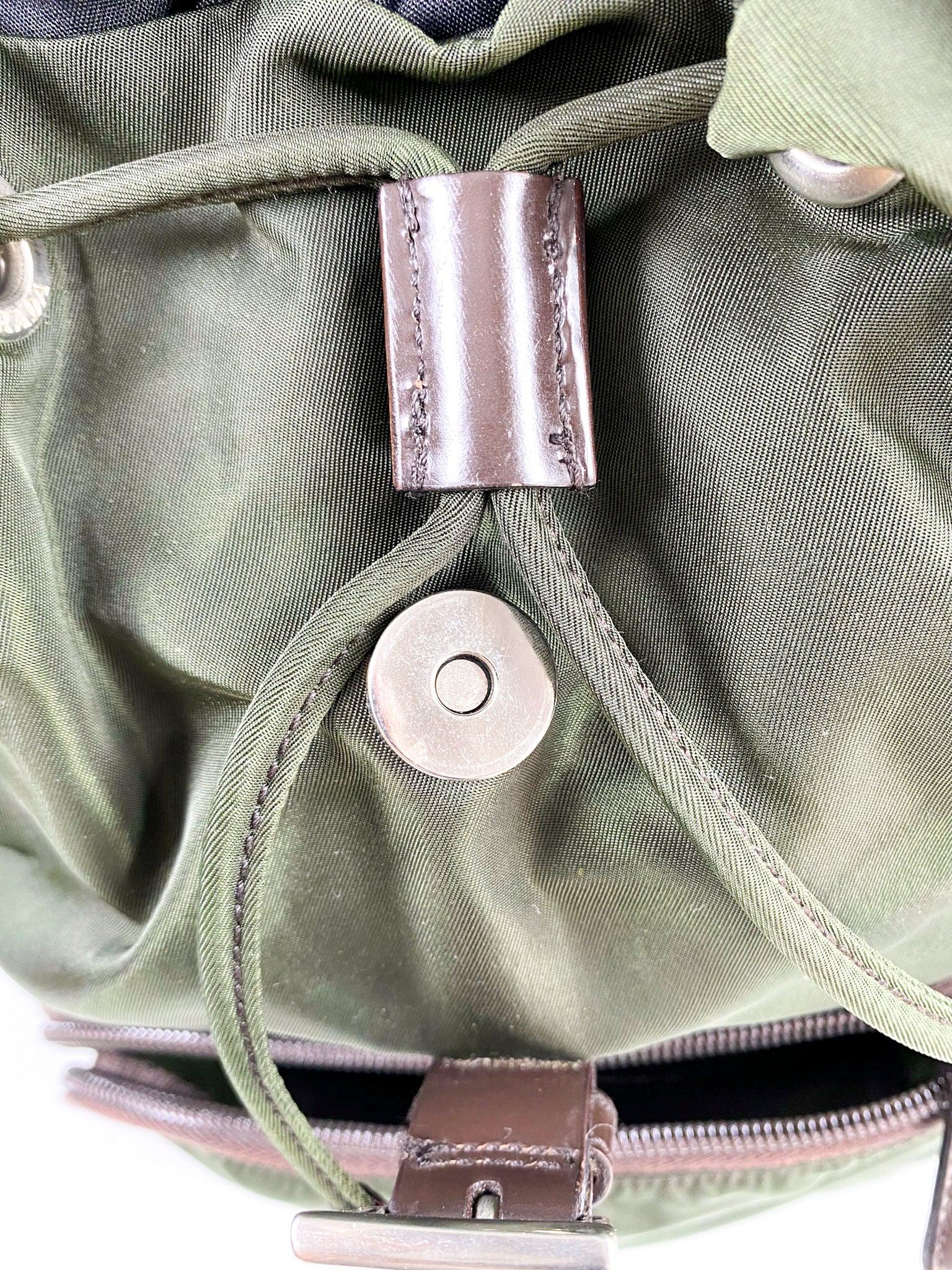 Prada Vintage Tessuto Drawstring Backpack (Army green)