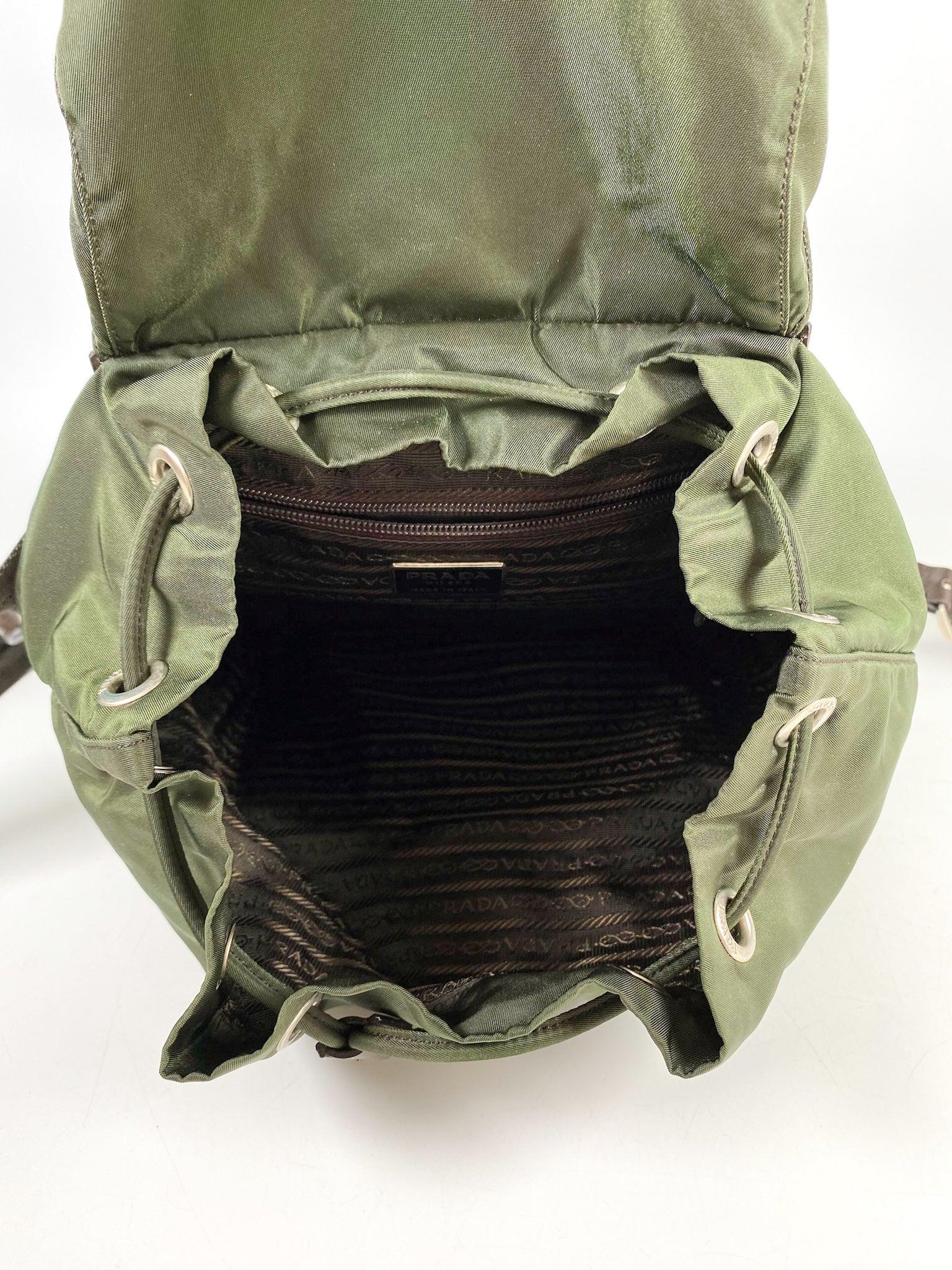 Prada Vintage Tessuto Drawstring Backpack (Army green)