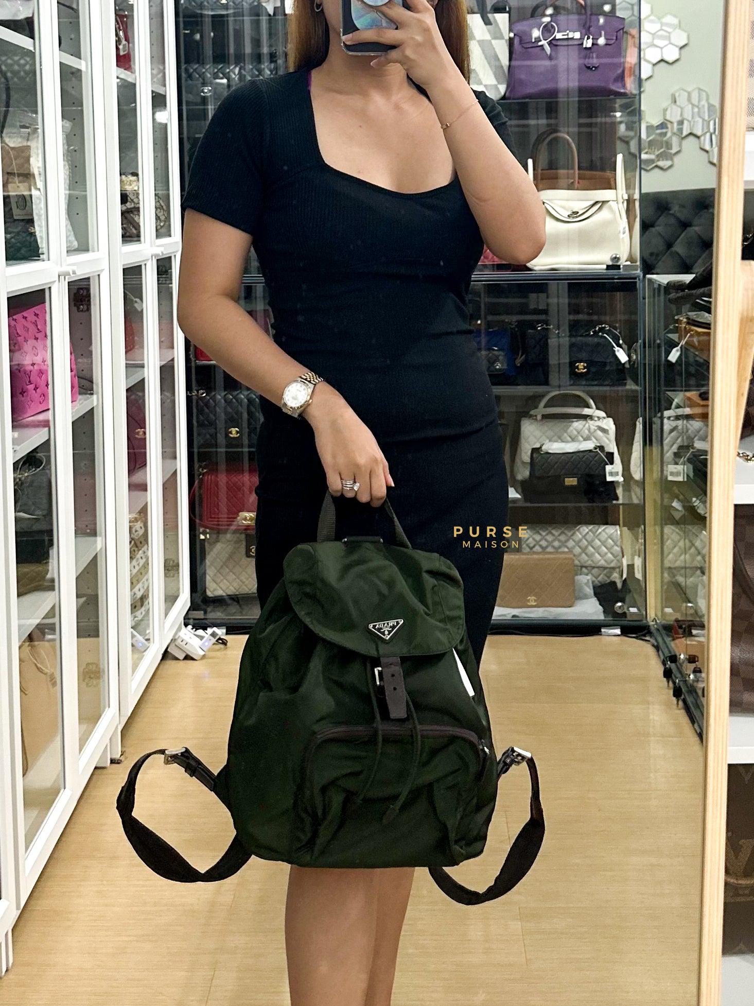 Prada Vintage Tessuto Drawstring Backpack (Army green)