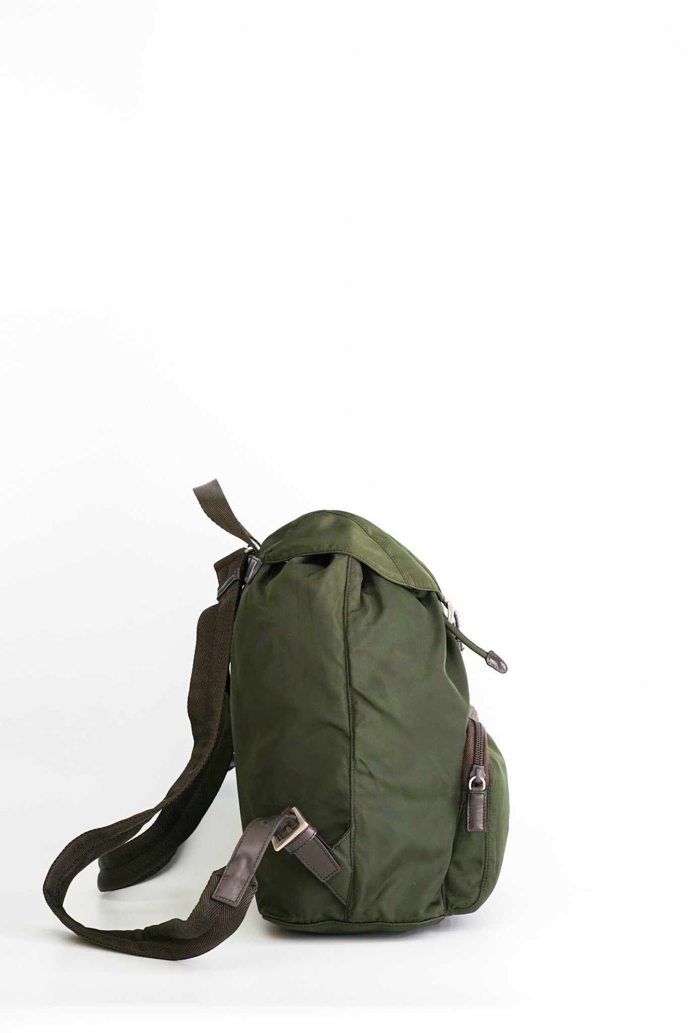 Prada Vintage Tessuto Drawstring Backpack (Army green)