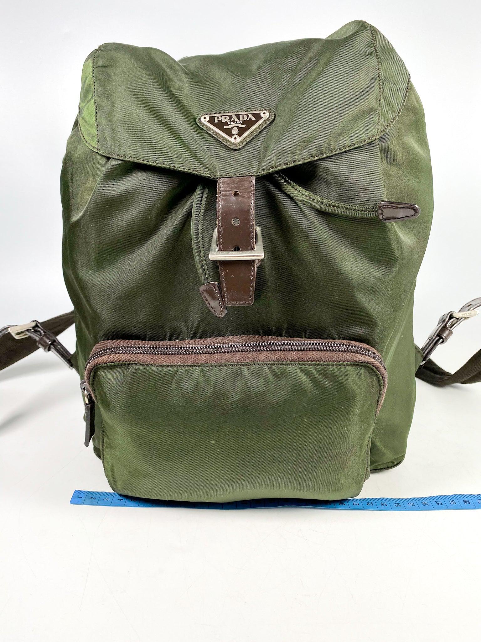 Prada Vintage Tessuto Drawstring Backpack (Army green)