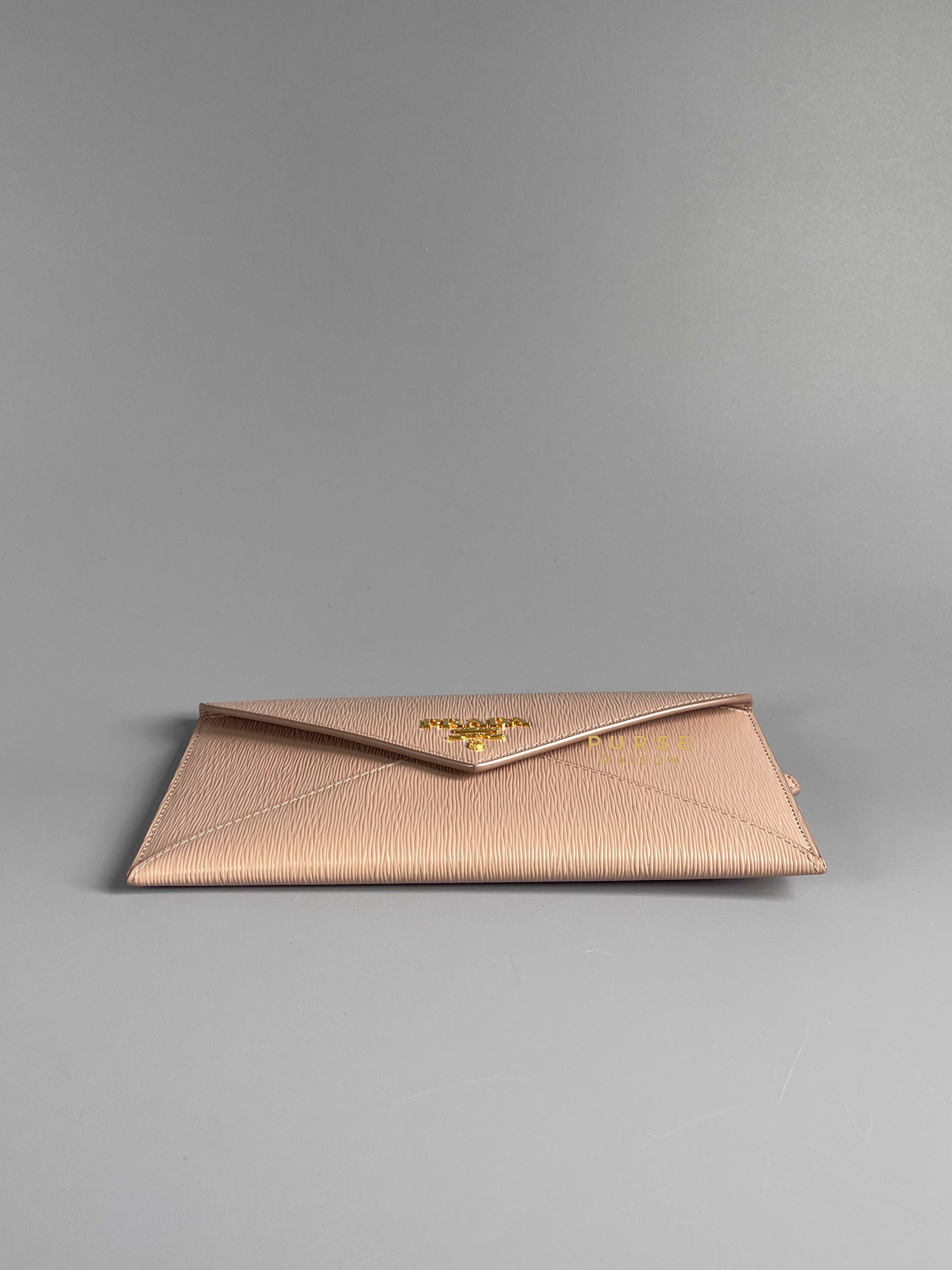 Prada Vitello Grain Envelope Wallet Beige | Purse Maison Luxury Bags Shop