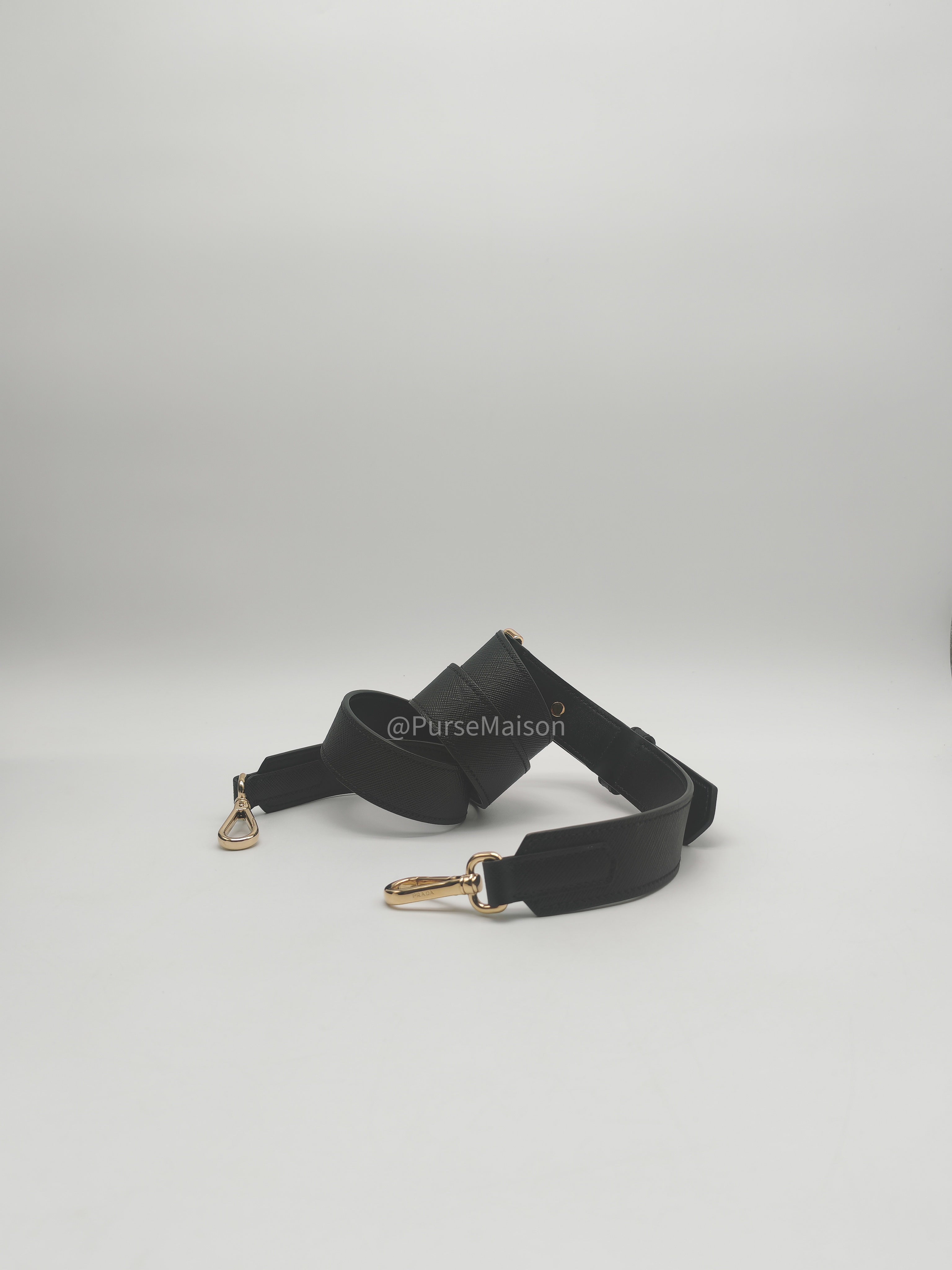 Prada Saffiano Lux Embossed Logo Medium Shoulder Tote Bag in Black Calfskin Leather and Gold Hardware