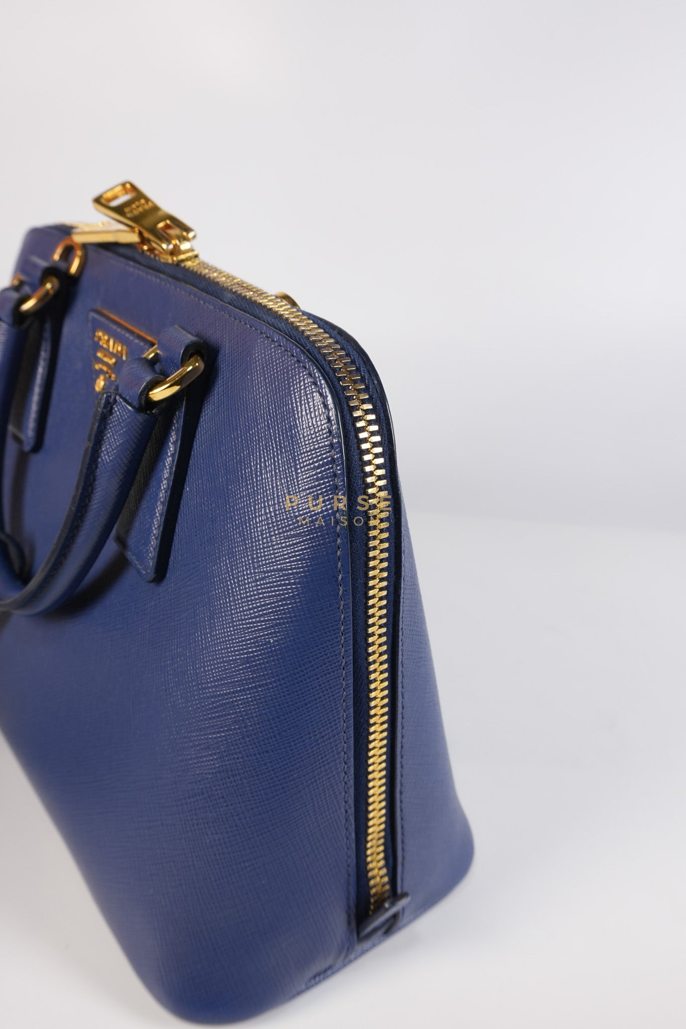 Promenade 2Way Shoulder Bag in Dark Blue Saffiano Lux Leather | Purse Maison Luxury Bags Shop