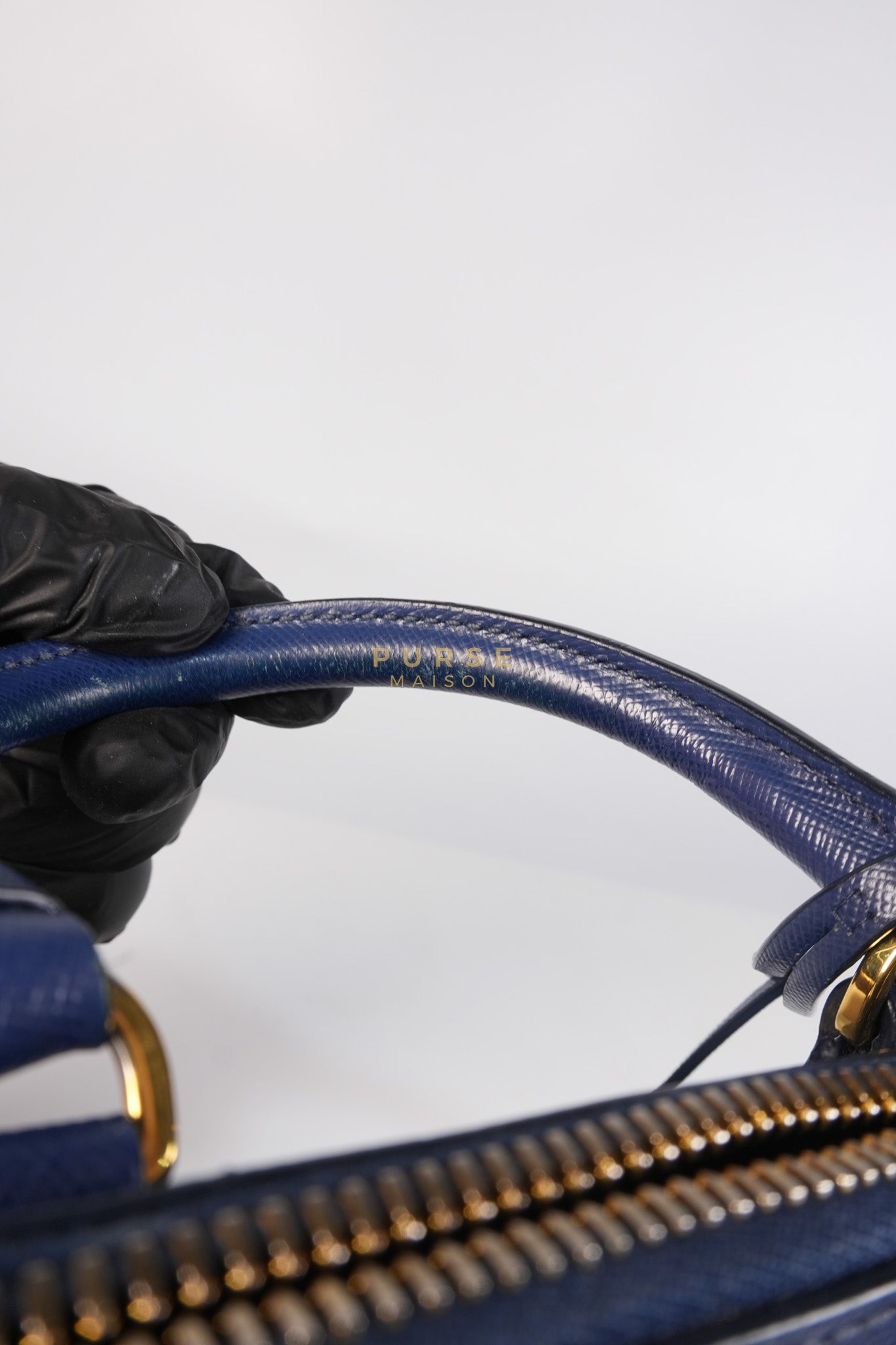 Promenade 2Way Shoulder Bag in Dark Blue Saffiano Lux Leather | Purse Maison Luxury Bags Shop