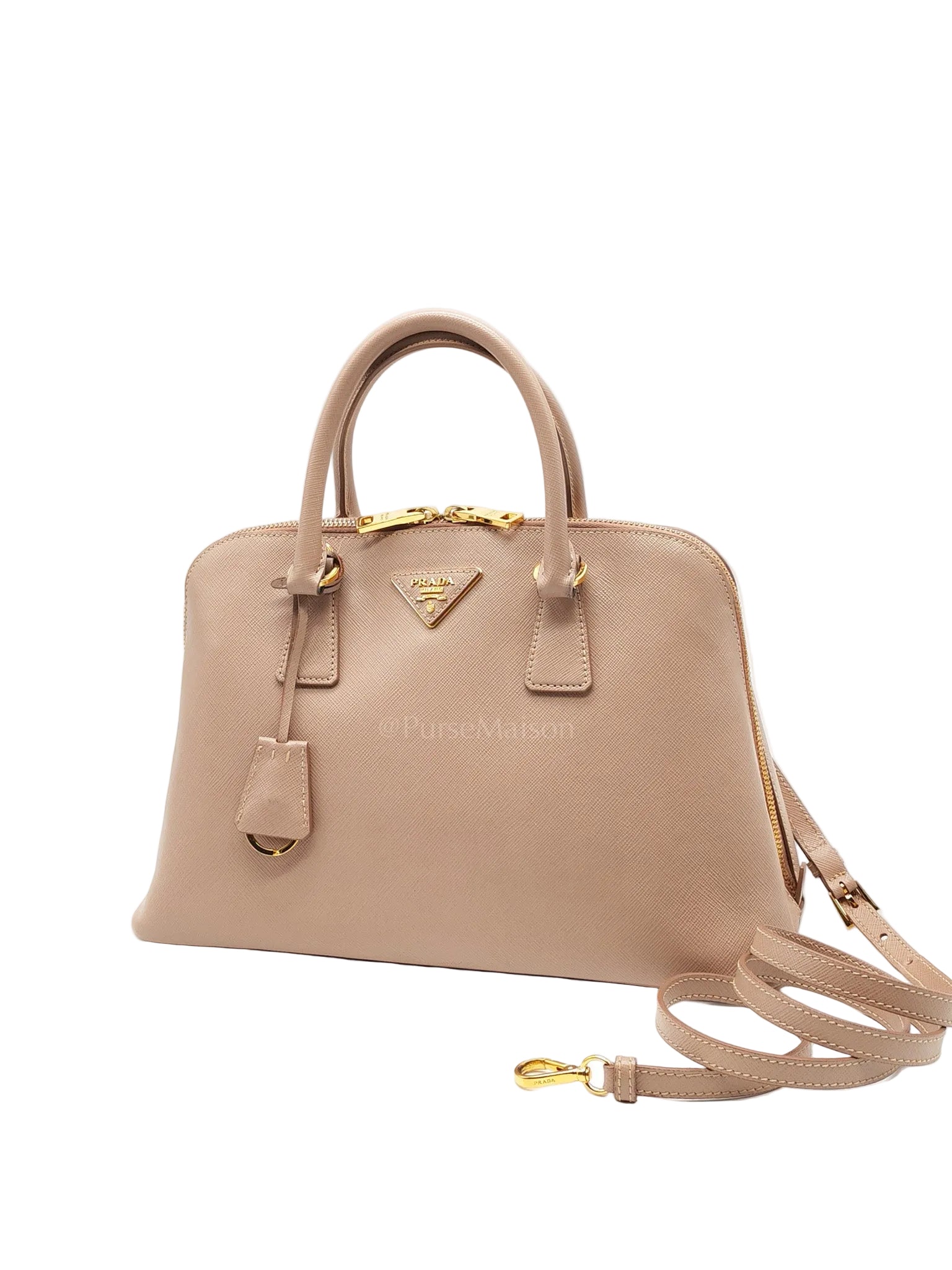 Promenade Bag Medium in Beige Saffiano Lux Leather | Purse Maison Luxury Bags Shop