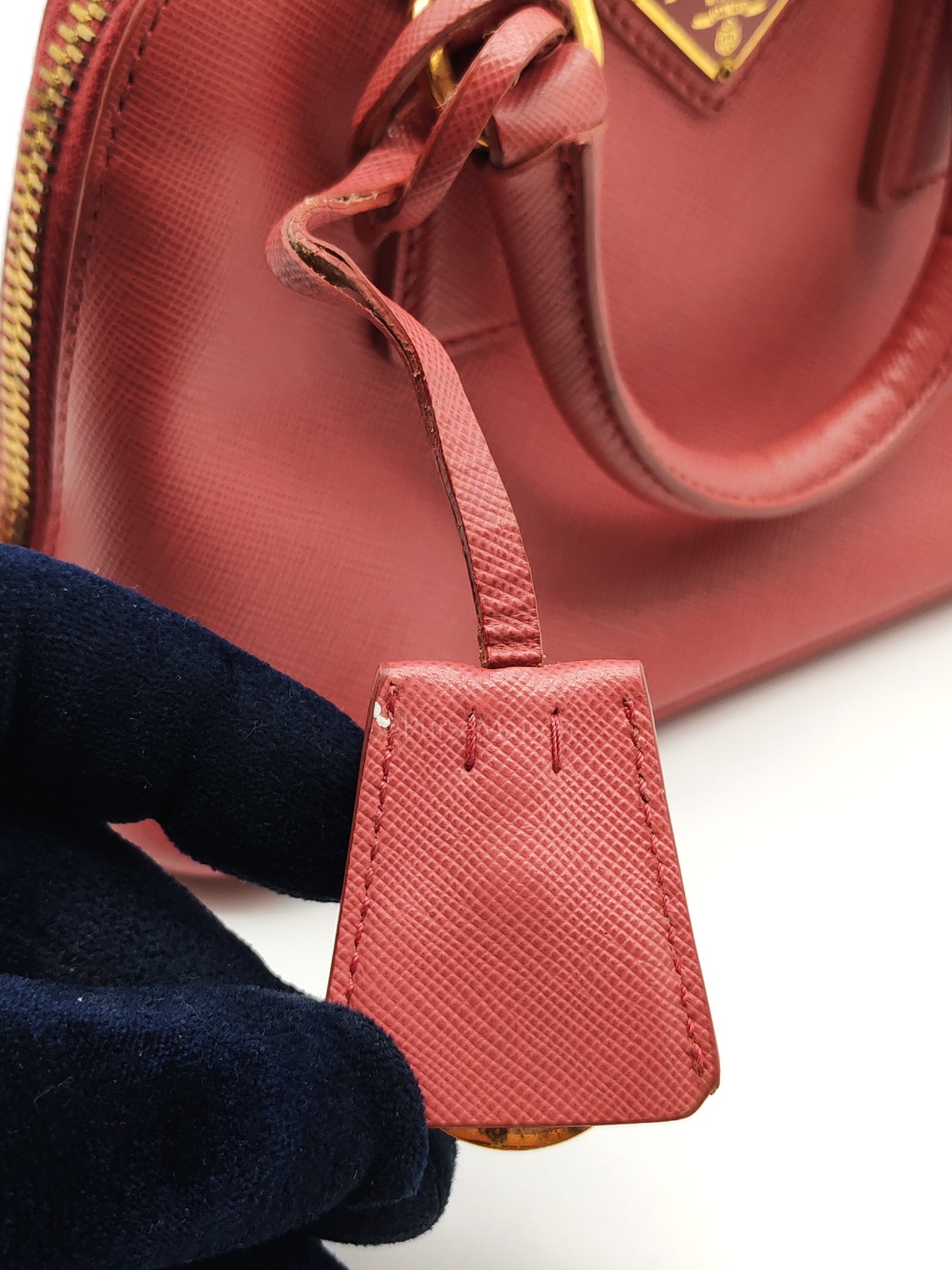 Promenade Mini Bag in Pink Saffiano Lux Leather & Gold Hardware | Purse Maison Luxury Bags Shop