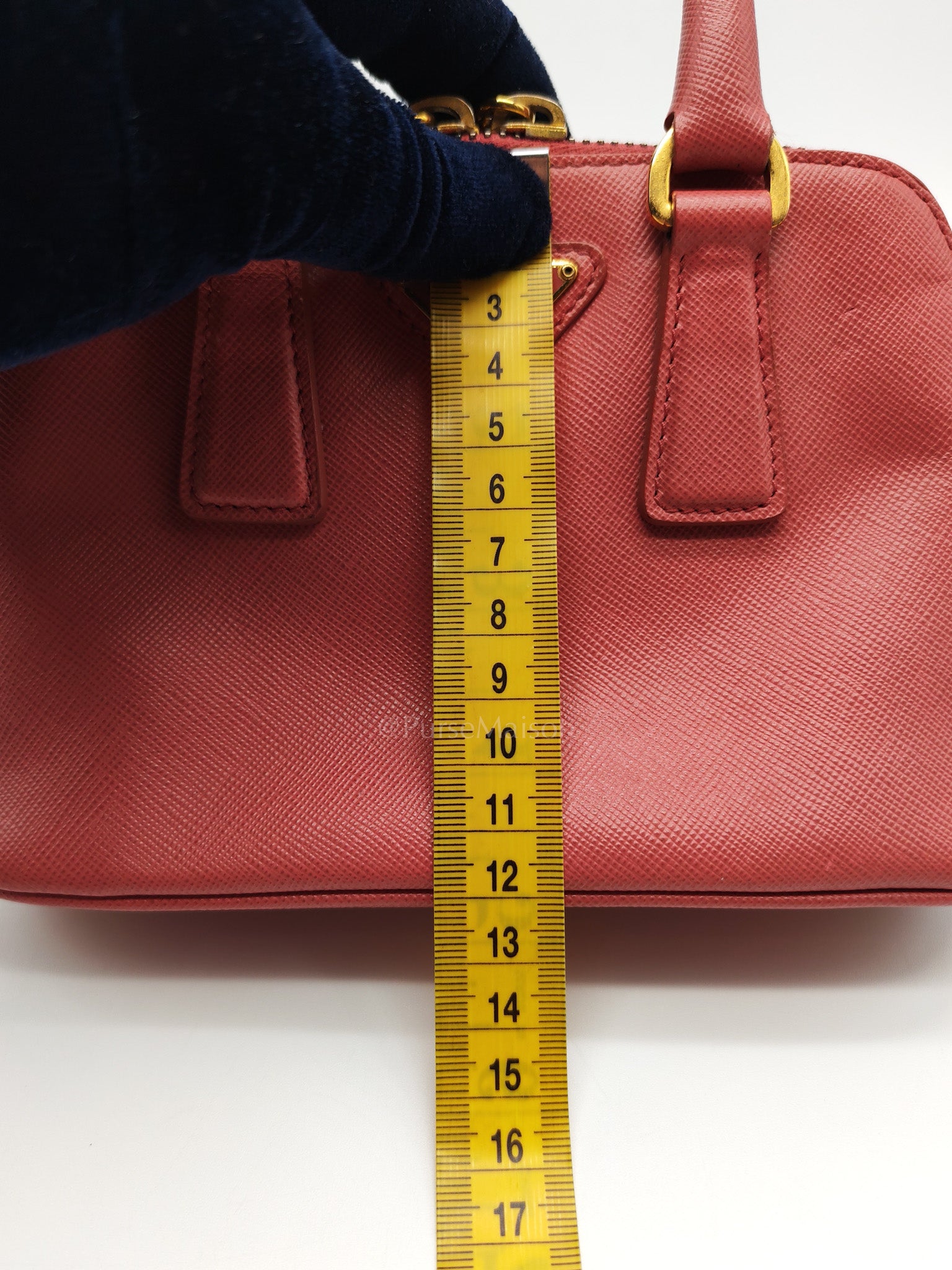 Promenade Mini Bag in Pink Saffiano Lux Leather & Gold Hardware | Purse Maison Luxury Bags Shop