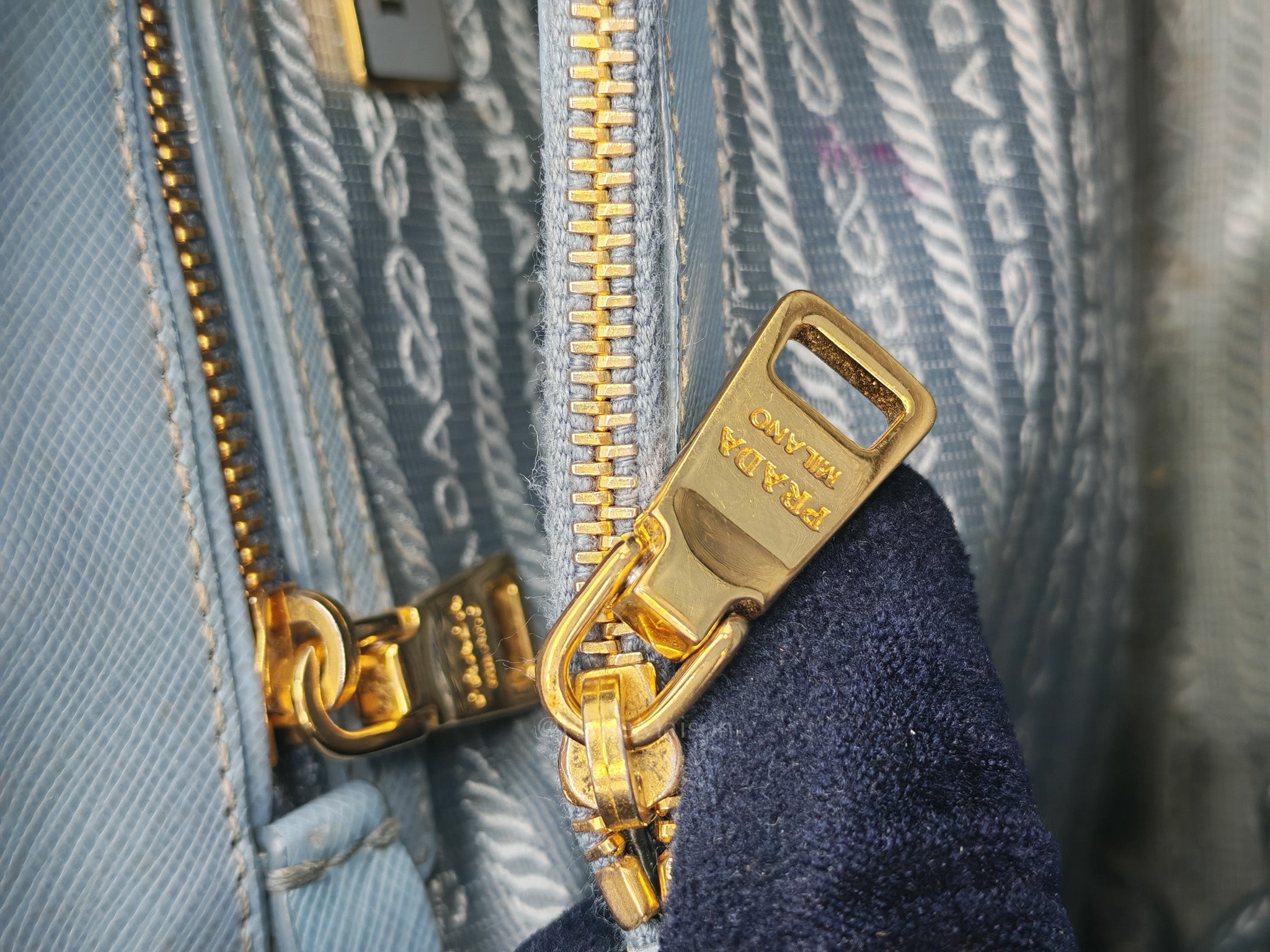 Promenade Small Bag in Light Blue Saffiano Lux Leather & Gold Hardware | Purse Maison Luxury Bags Shop
