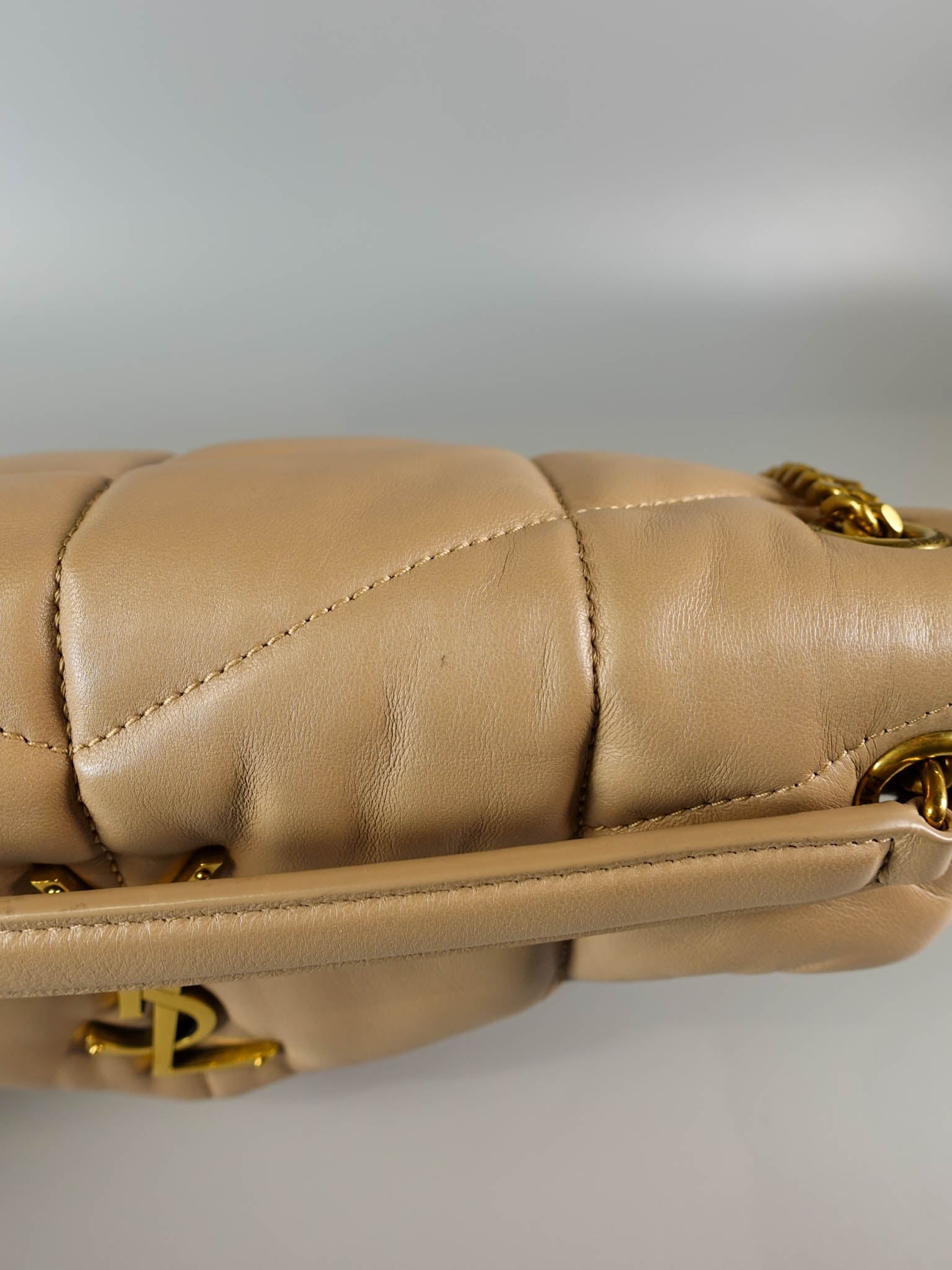 Puffer Medium Beige Lambskin in Gold Hardware | Purse Maison Luxury Bags Shop