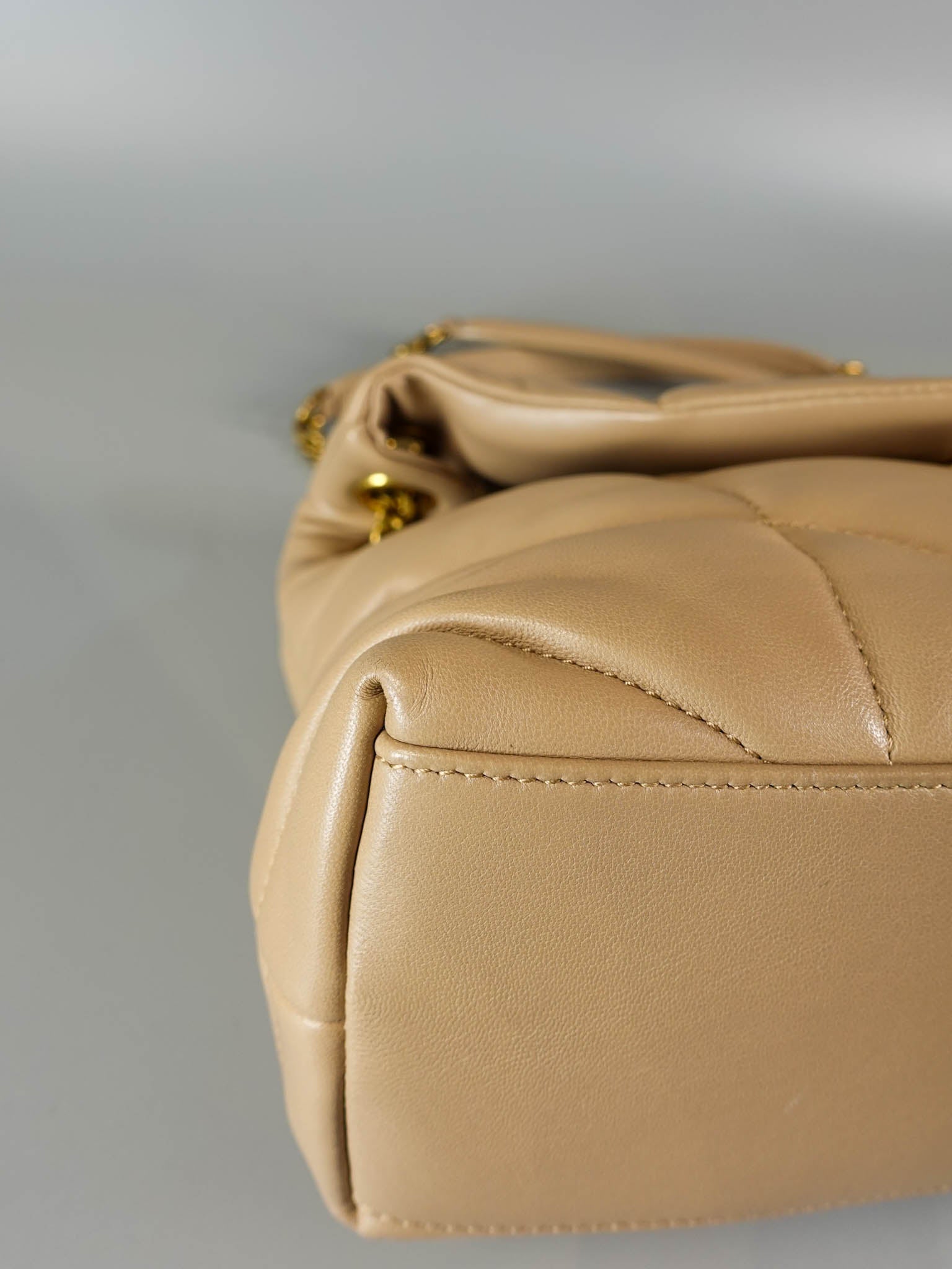 Puffer Medium Beige Lambskin in Gold Hardware | Purse Maison Luxury Bags Shop