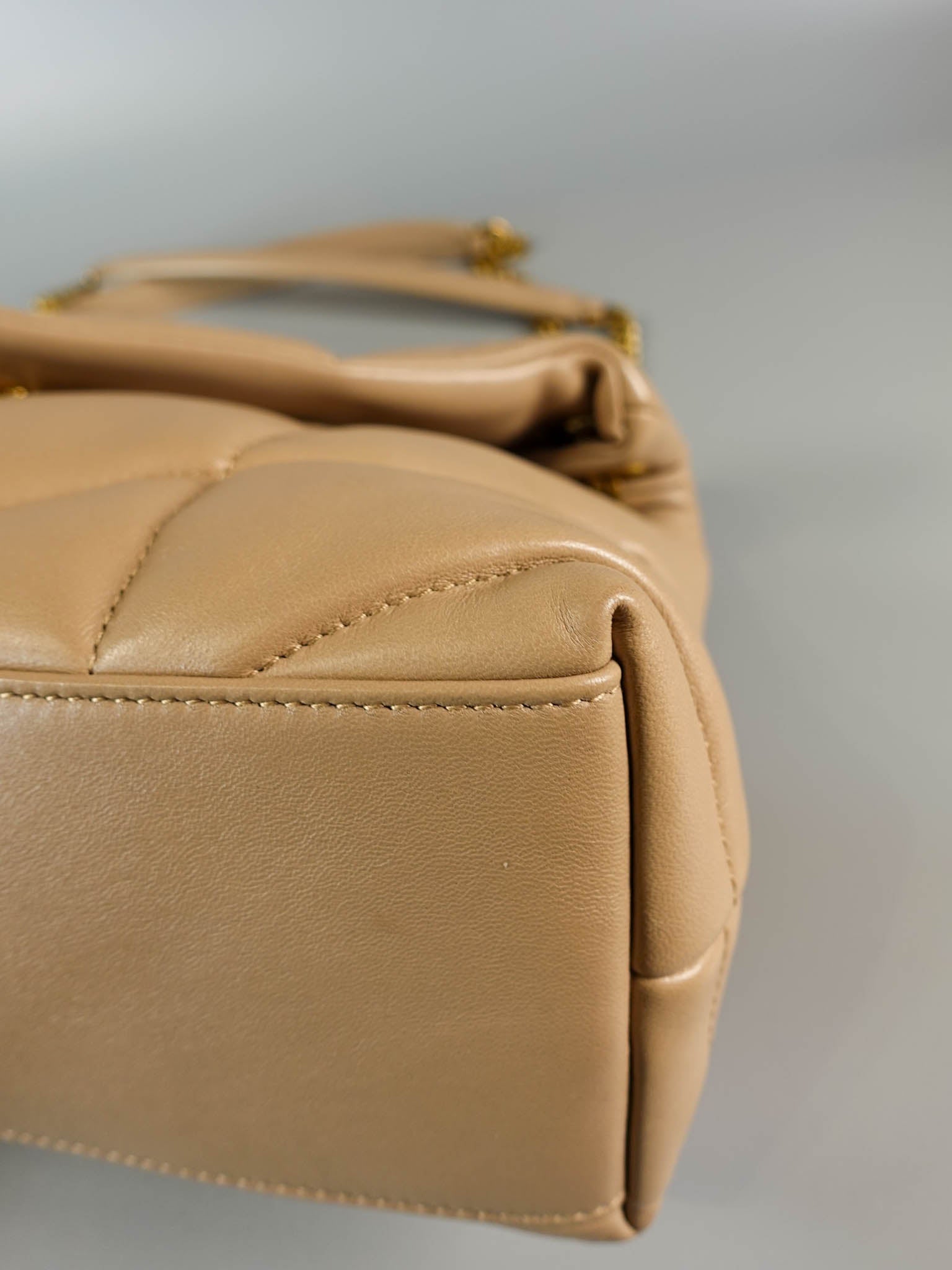 Puffer Medium Beige Lambskin in Gold Hardware | Purse Maison Luxury Bags Shop