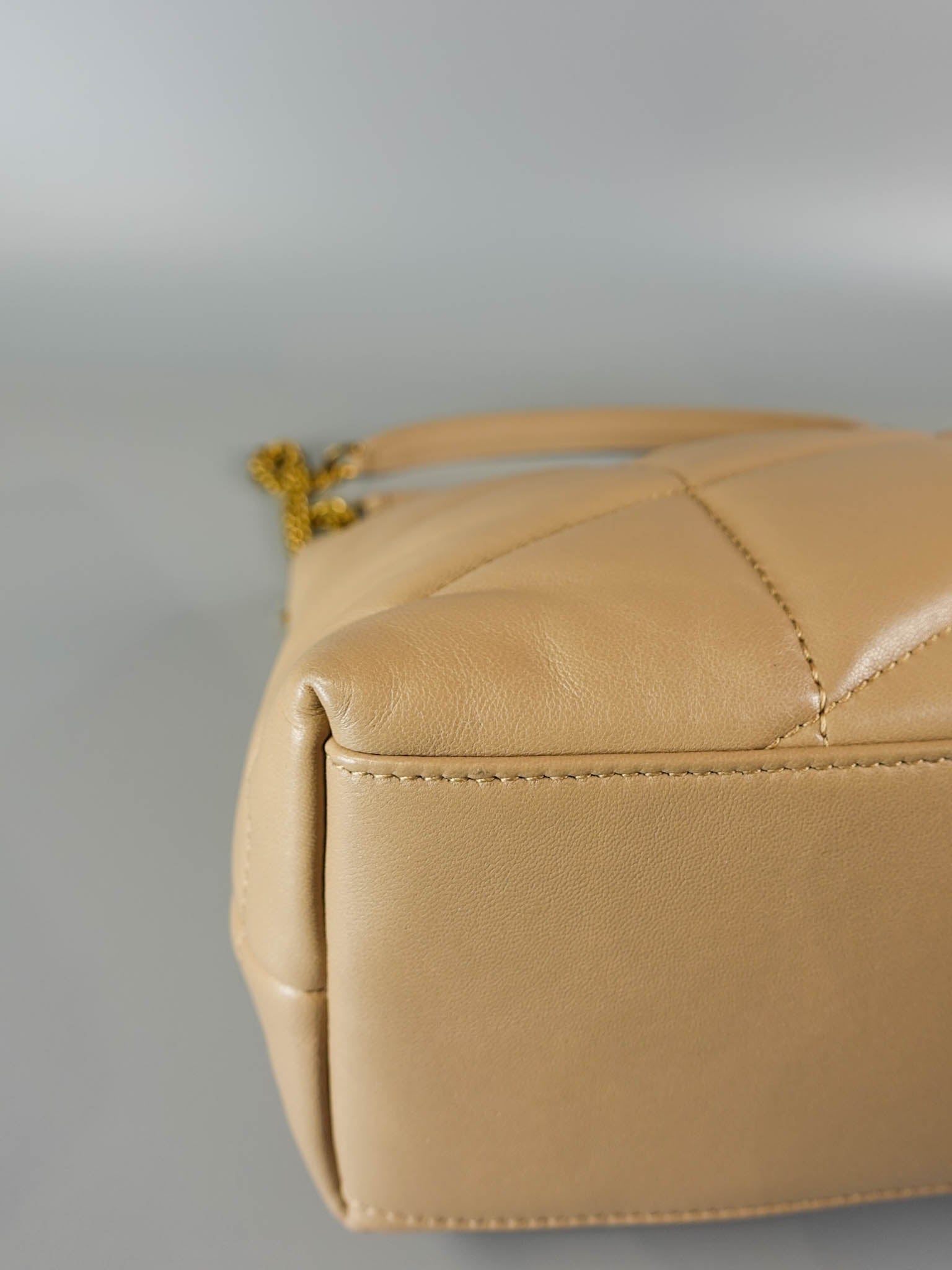 Puffer Medium Beige Lambskin in Gold Hardware | Purse Maison Luxury Bags Shop