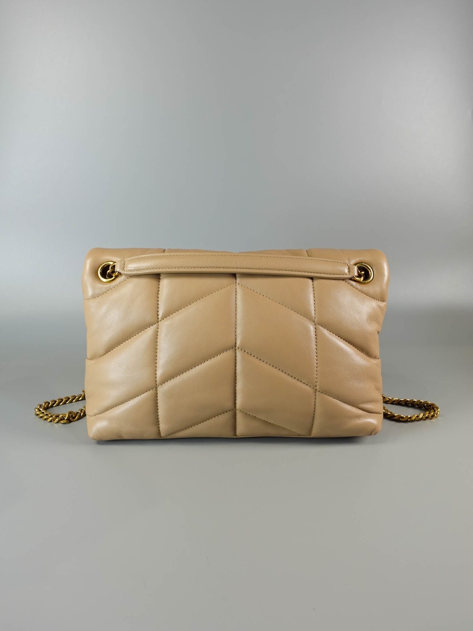 Puffer Medium Beige Lambskin in Gold Hardware | Purse Maison Luxury Bags Shop