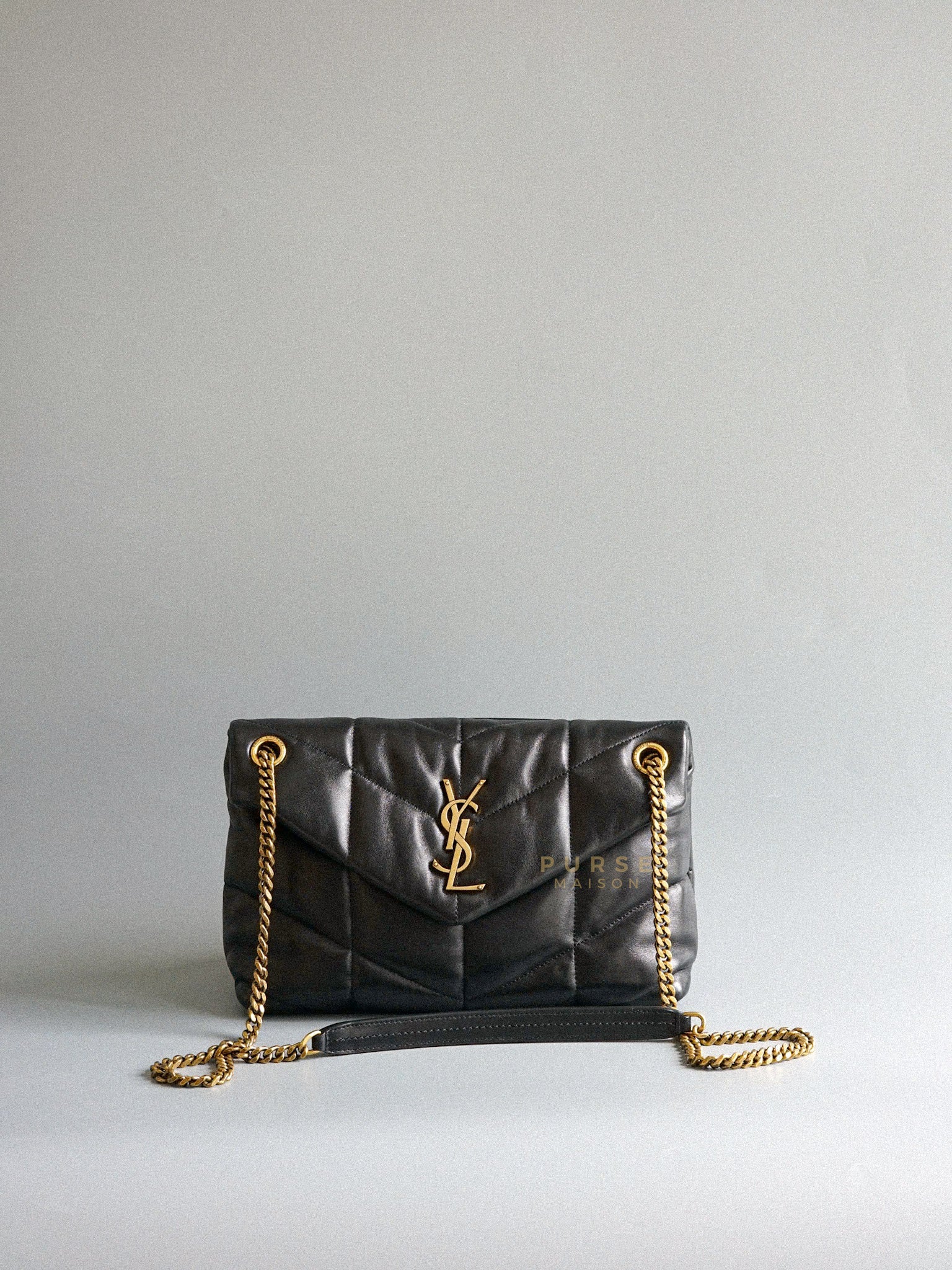 Puffer Small Black Lambskin in Gold Hardware | Purse Maison Luxury Bags Shop