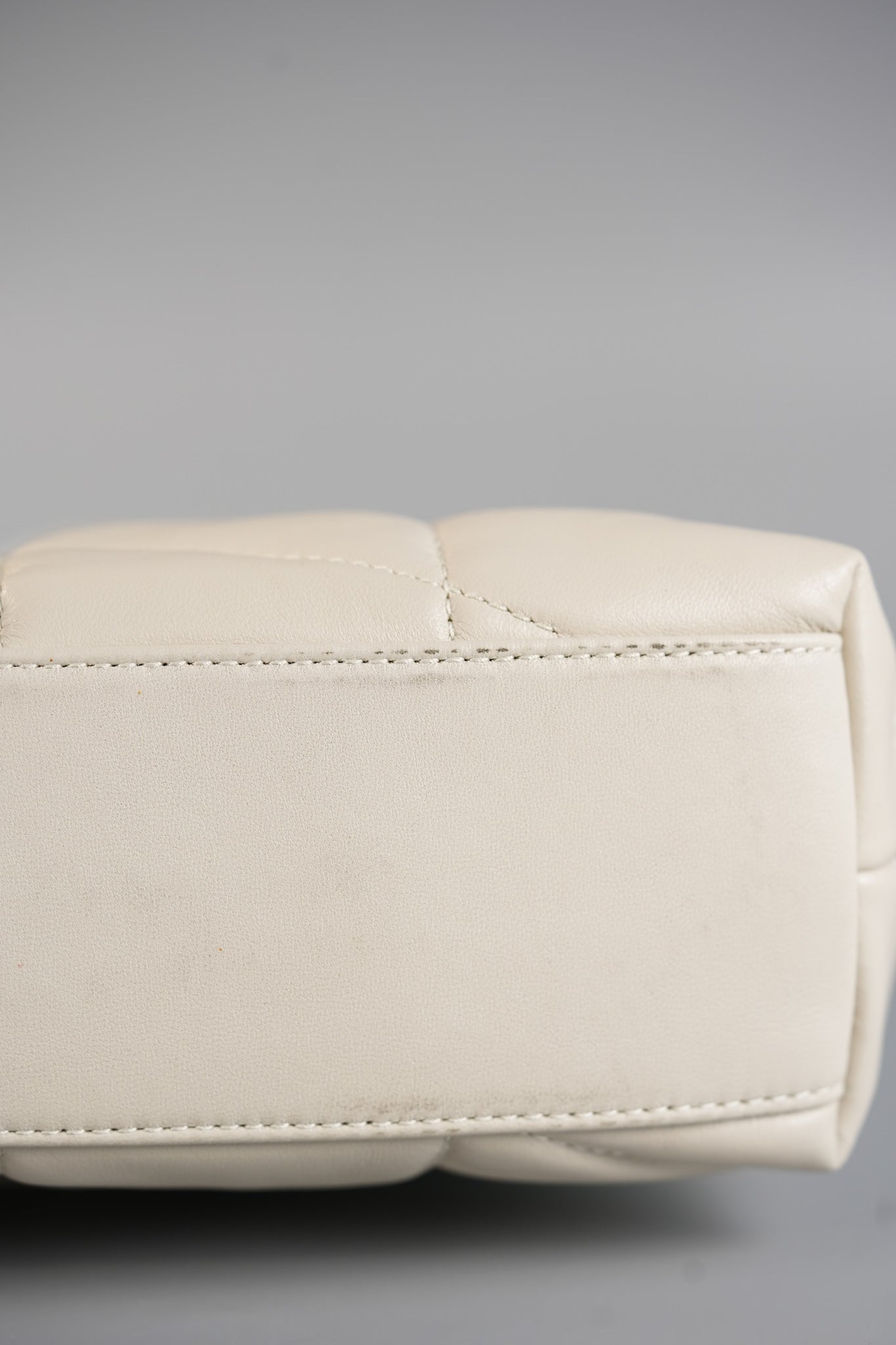 Puffer Small Bag in White Lambskin & Gold Hardware | Purse Maison Luxury Bags Shop