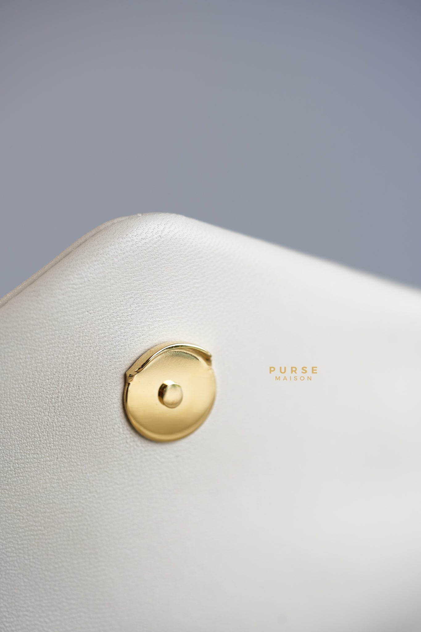 Puffer Small Bag in White Lambskin & Gold Hardware | Purse Maison Luxury Bags Shop