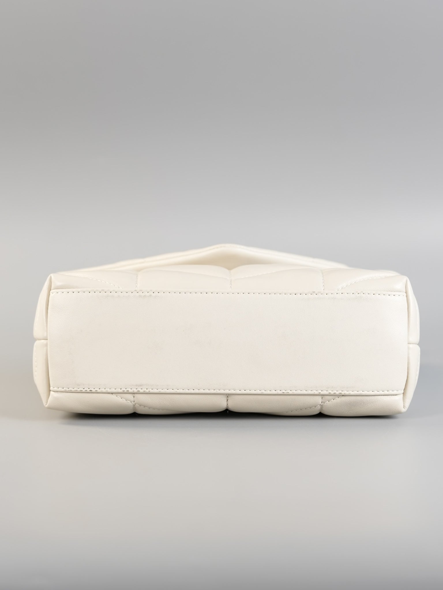 Puffer Small Bag in White Lambskin & Gold Hardware | Purse Maison Luxury Bags Shop