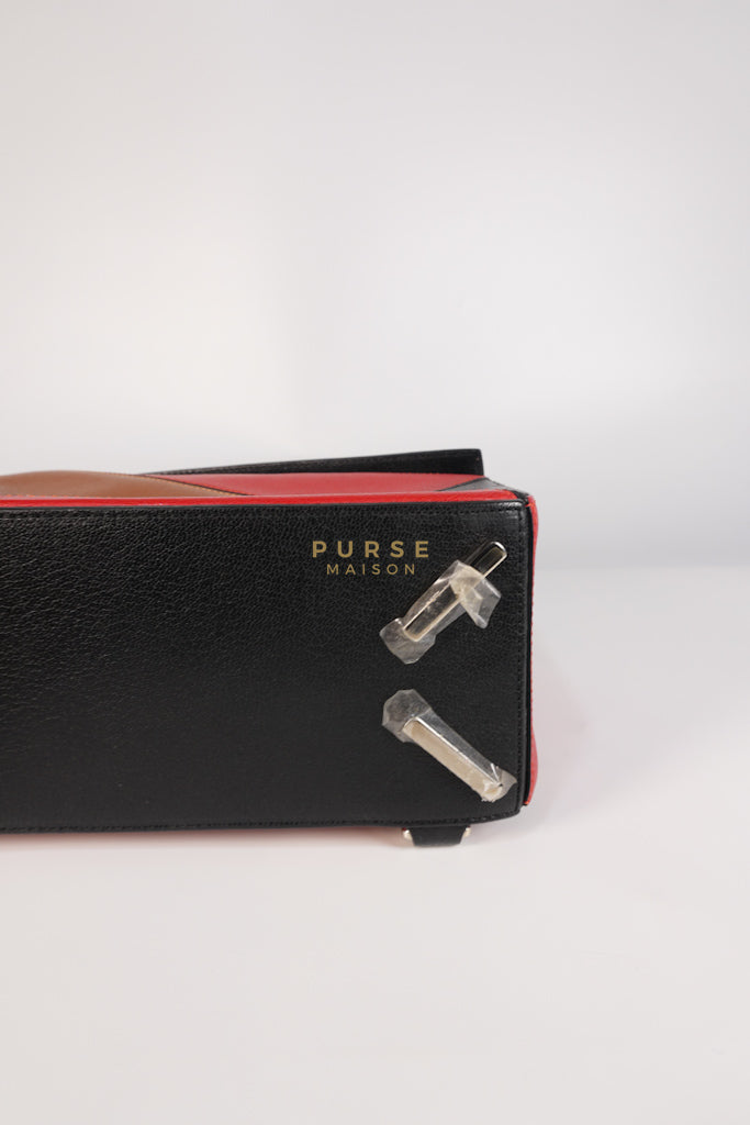 Puzzle Bag Small in Tricolor Brown/Red/Black Goatskin Leather | Purse Maison Luxury Bags Shop