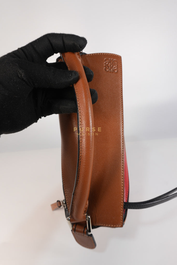Puzzle Bag Small in Tricolor Brown/Red/Black Goatskin Leather | Purse Maison Luxury Bags Shop