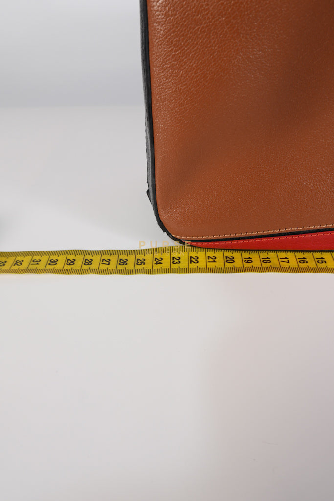 Puzzle Bag Small in Tricolor Brown/Red/Black Goatskin Leather | Purse Maison Luxury Bags Shop