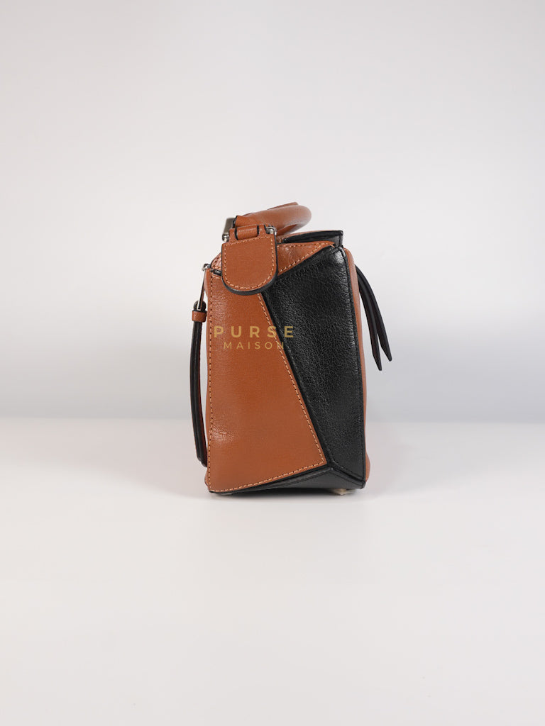 Puzzle Bag Small in Tricolor Brown/Red/Black Goatskin Leather | Purse Maison Luxury Bags Shop