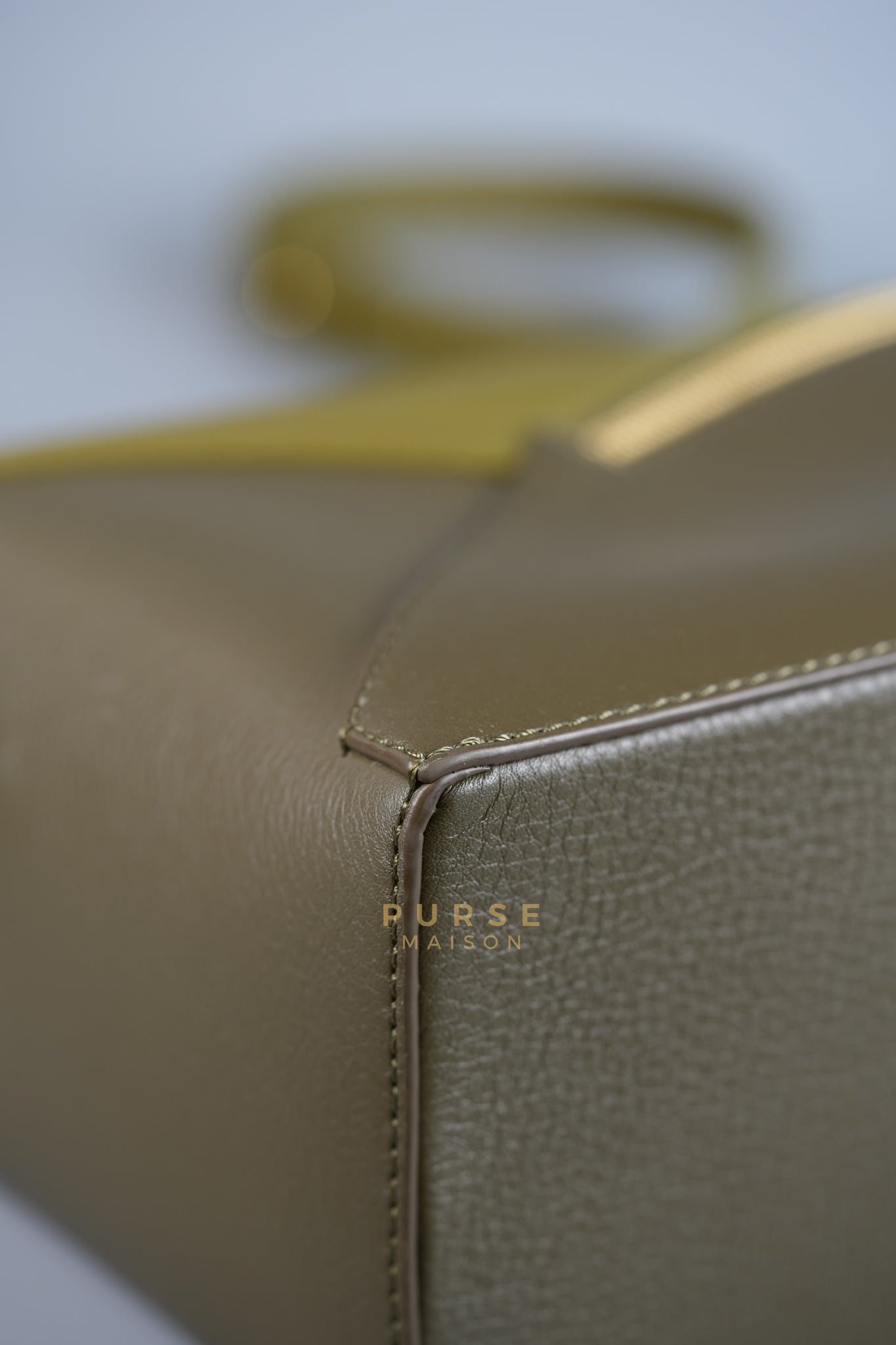 Puzzle Edge Small Bag in Bicolor Bag Olive/Khaki Green Calfskin Leather | Purse Maison Luxury Bags Shop