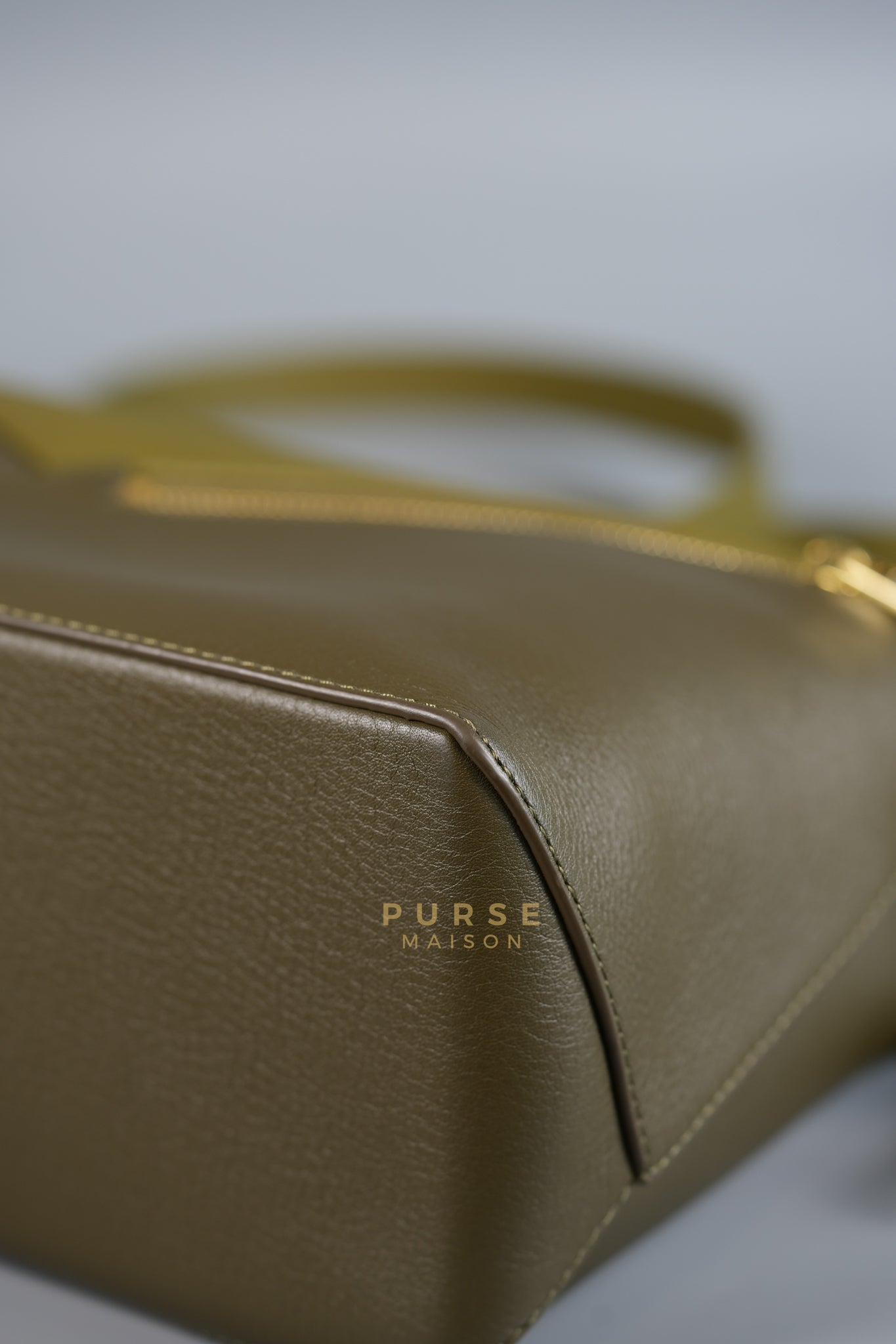 Puzzle Edge Small Bag in Bicolor Bag Olive/Khaki Green Calfskin Leather | Purse Maison Luxury Bags Shop