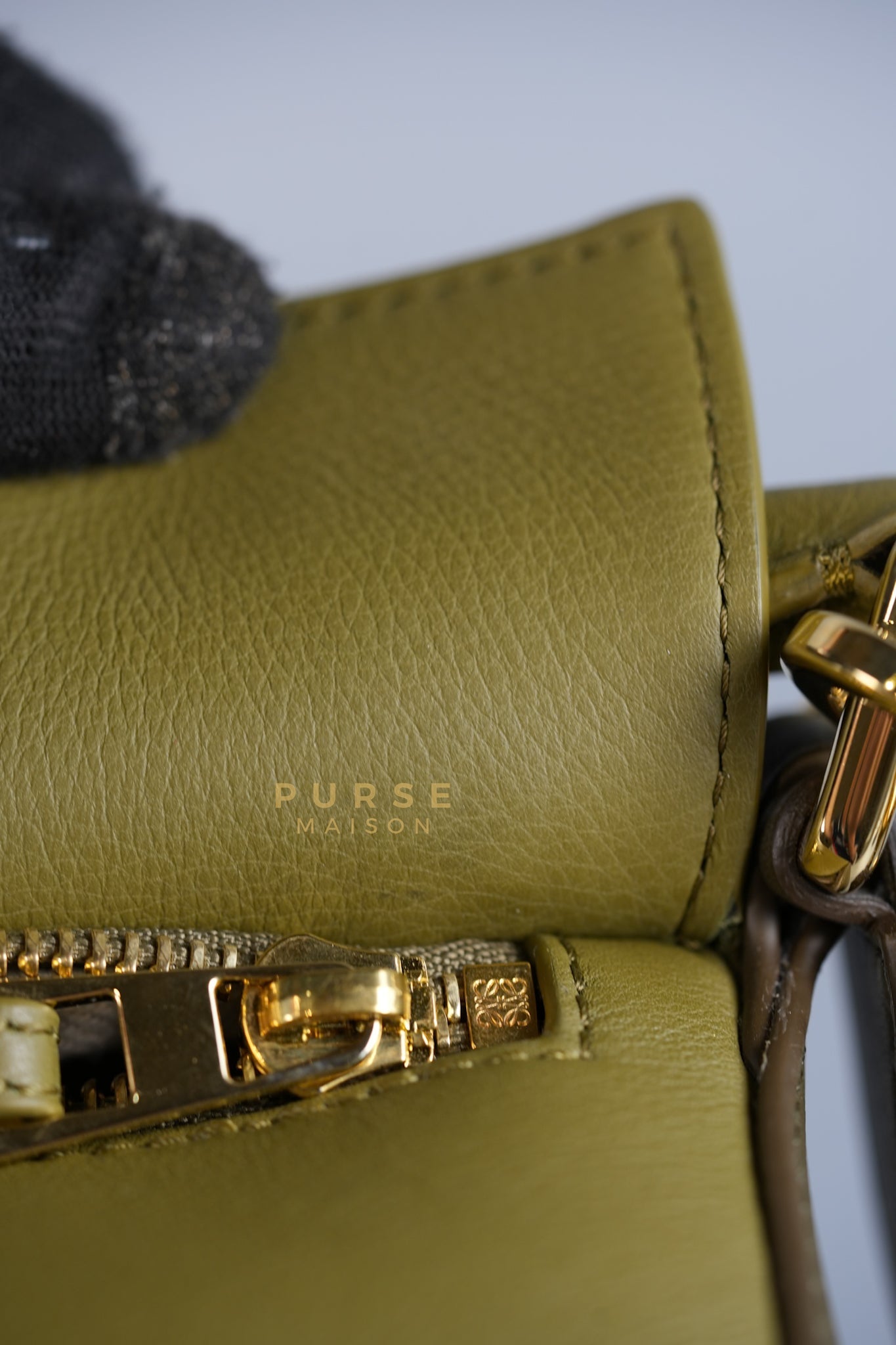 Puzzle Edge Small Bag in Bicolor Bag Olive/Khaki Green Calfskin Leather | Purse Maison Luxury Bags Shop