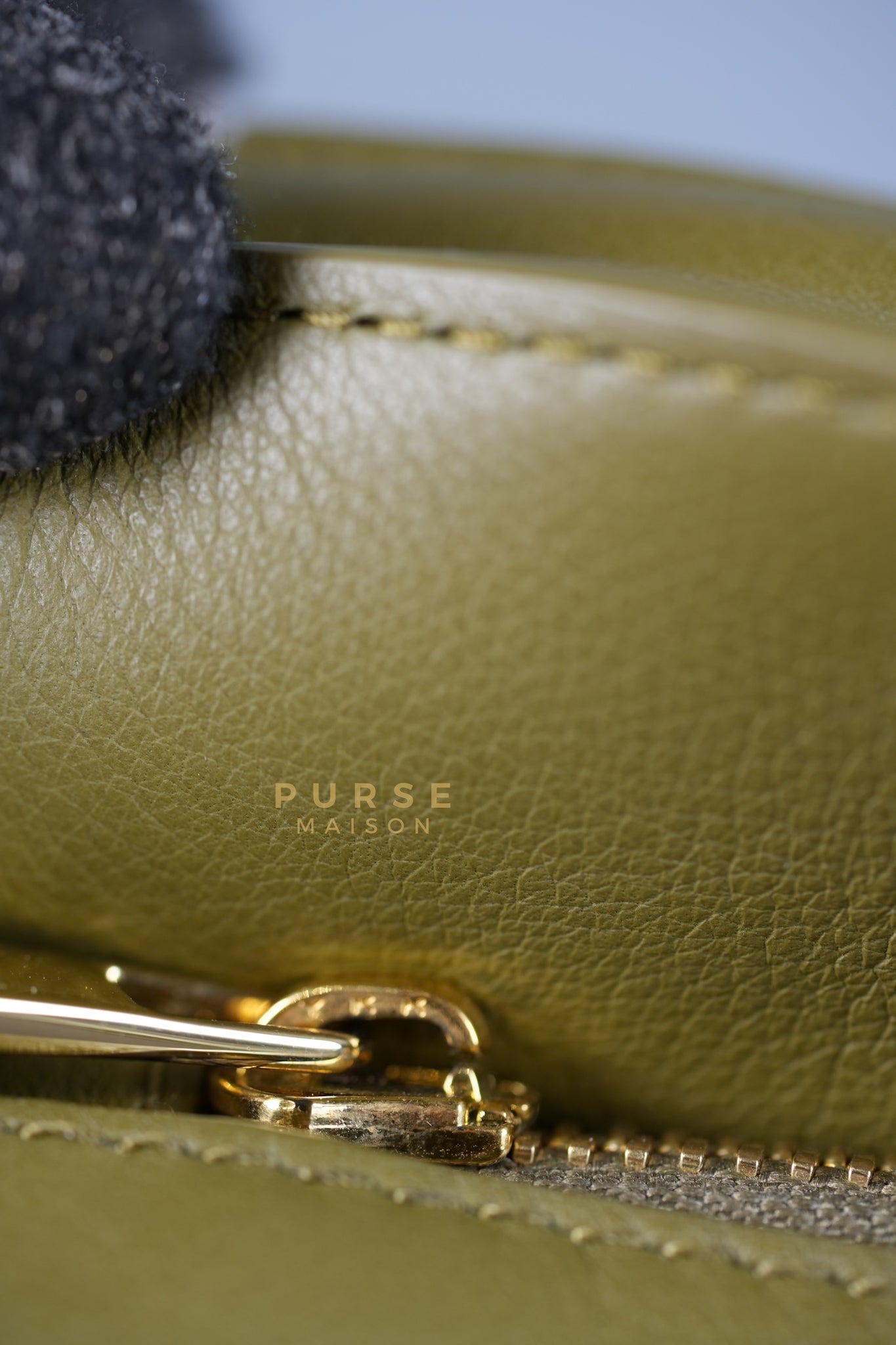 Puzzle Edge Small Bag in Bicolor Bag Olive/Khaki Green Calfskin Leather | Purse Maison Luxury Bags Shop