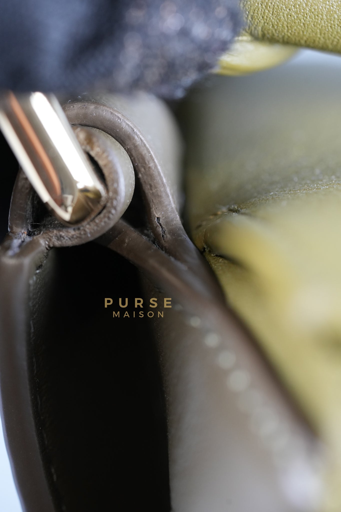 Puzzle Edge Small Bag in Bicolor Bag Olive/Khaki Green Calfskin Leather | Purse Maison Luxury Bags Shop