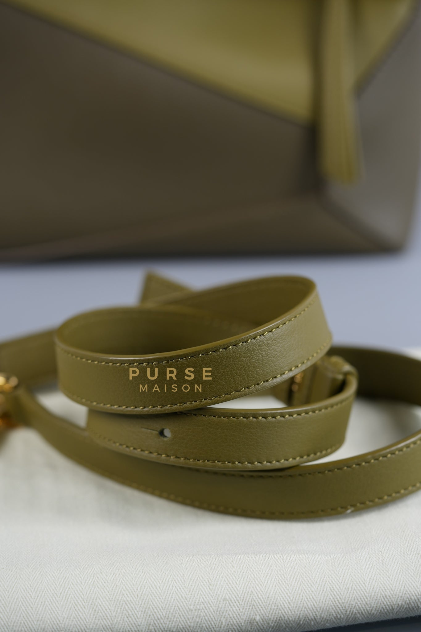 Puzzle Edge Small Bag in Bicolor Bag Olive/Khaki Green Calfskin Leather | Purse Maison Luxury Bags Shop