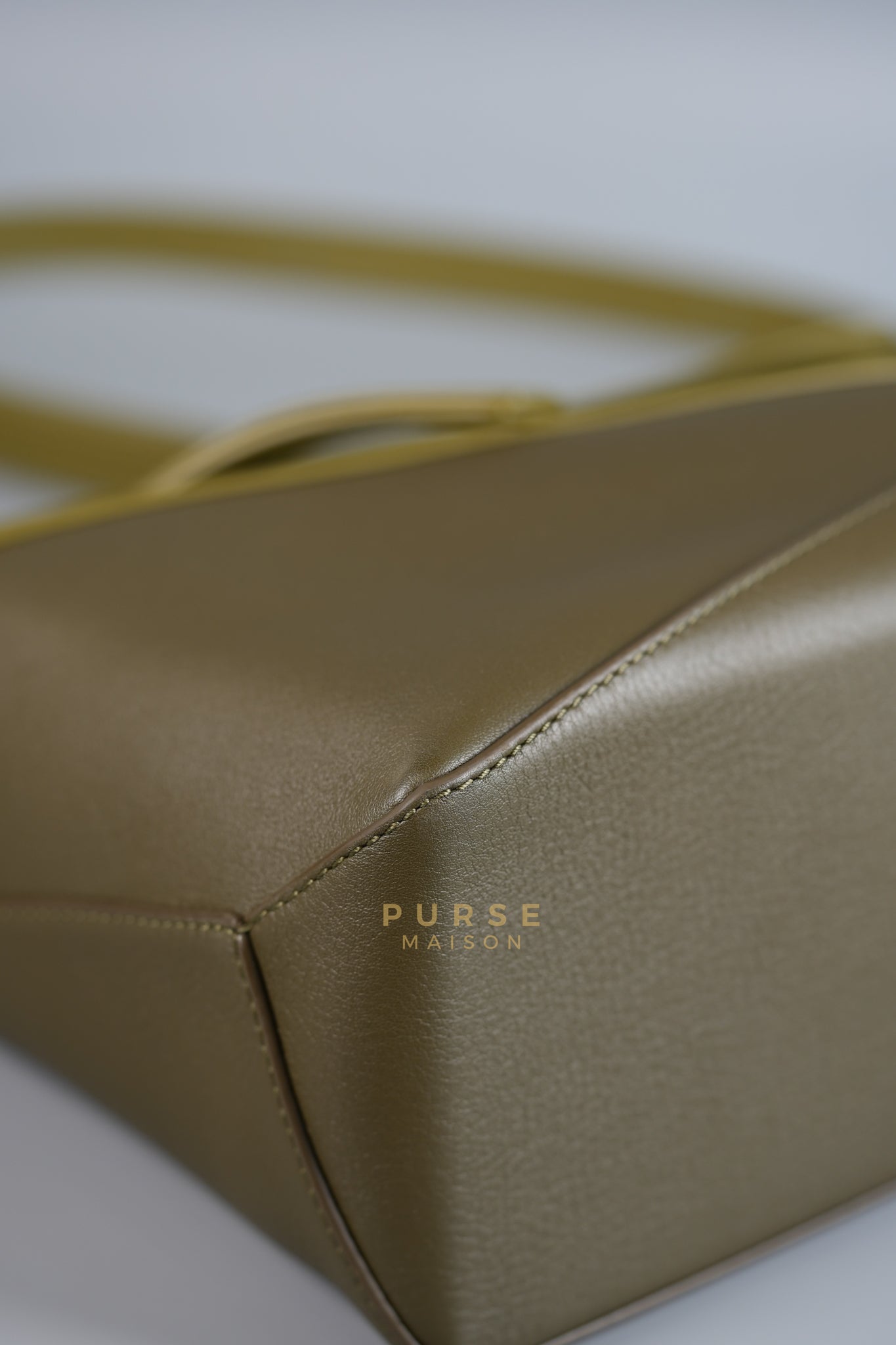 Puzzle Edge Small Bag in Bicolor Bag Olive/Khaki Green Calfskin Leather | Purse Maison Luxury Bags Shop