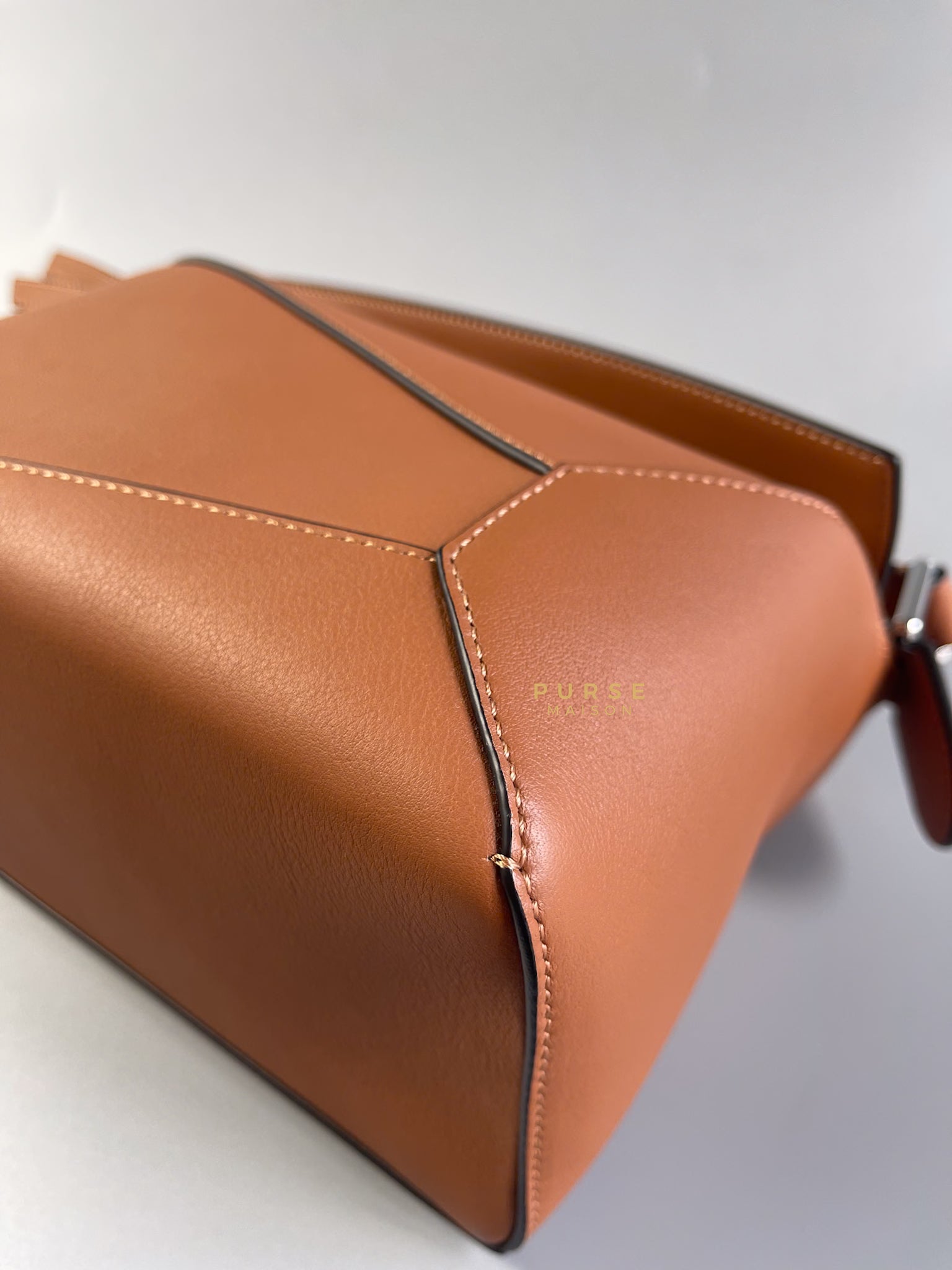 Puzzle Edge Small Bag in Tan Calfskin | Purse Maison Luxury Bags Shop