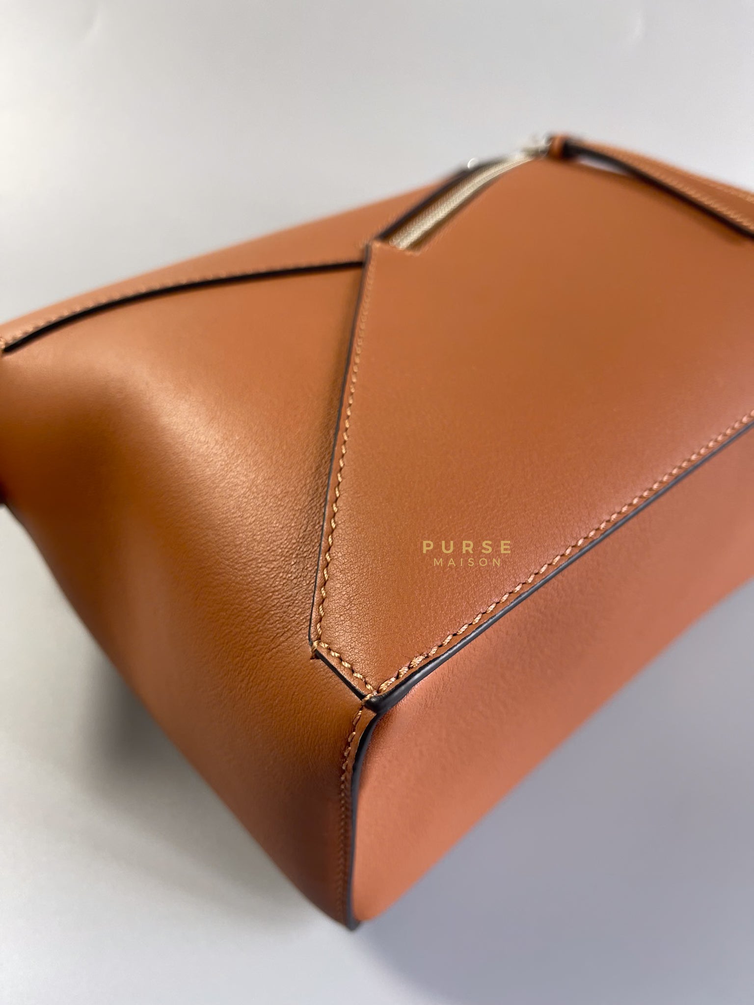 Puzzle Edge Small Bag in Tan Calfskin | Purse Maison Luxury Bags Shop