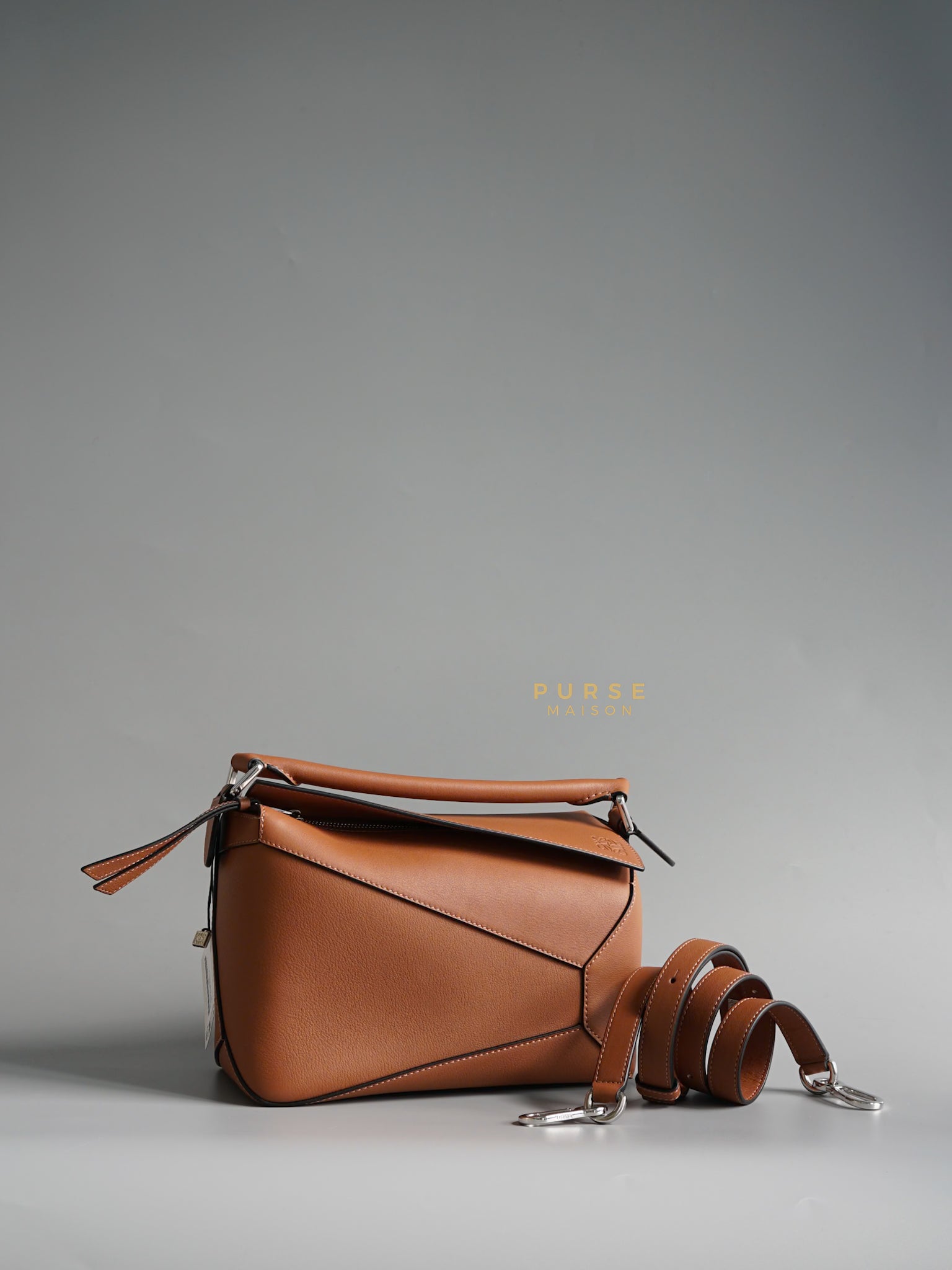 Puzzle Edge Small Bag in Tan Calfskin | Purse Maison Luxury Bags Shop