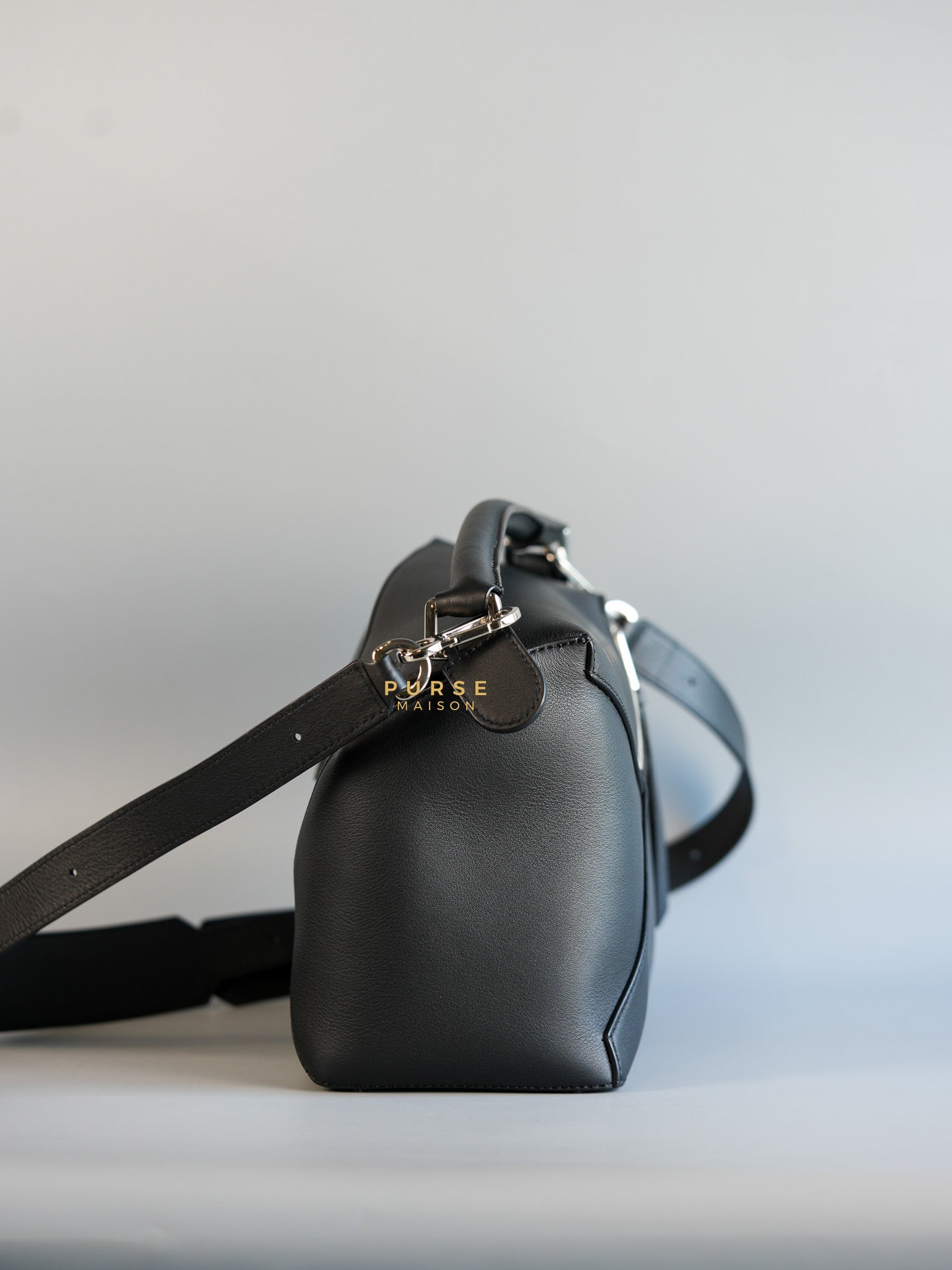 Puzzle Large Satin Black Calfskin Leather Bag | Purse Maison Luxury Bags Shop