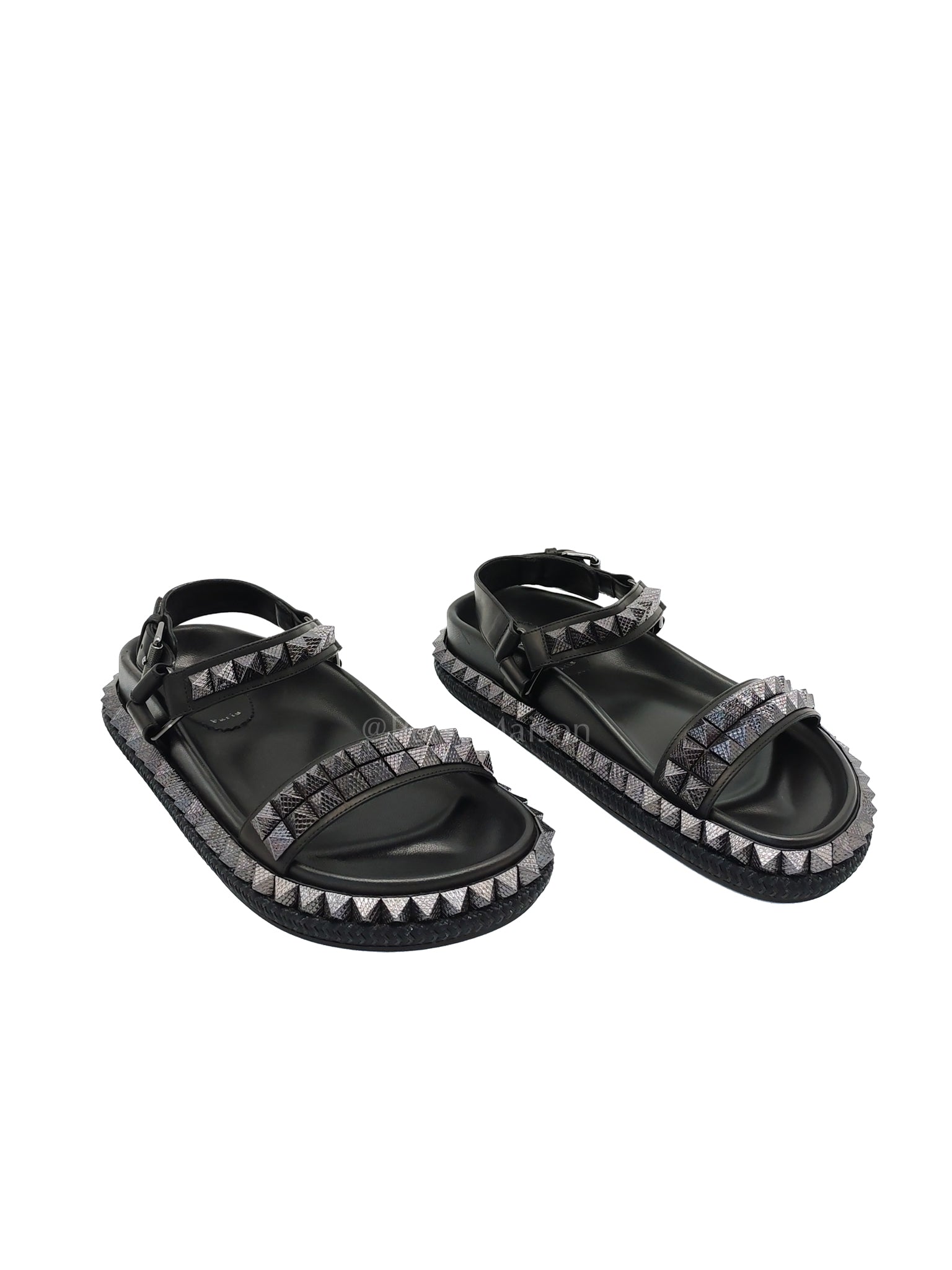 Pyrabizz Black Stud Sandals Size 37.5 EU (23.5cm) | Purse Maison Luxury Bags Shop