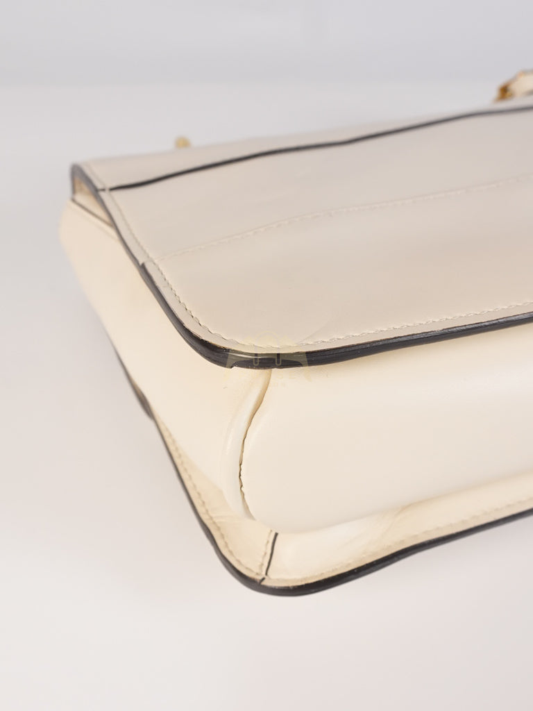 Queen Margaret Flap Bag in Off-White Calfskin Leather | Purse Maison Luxury Bags Shop