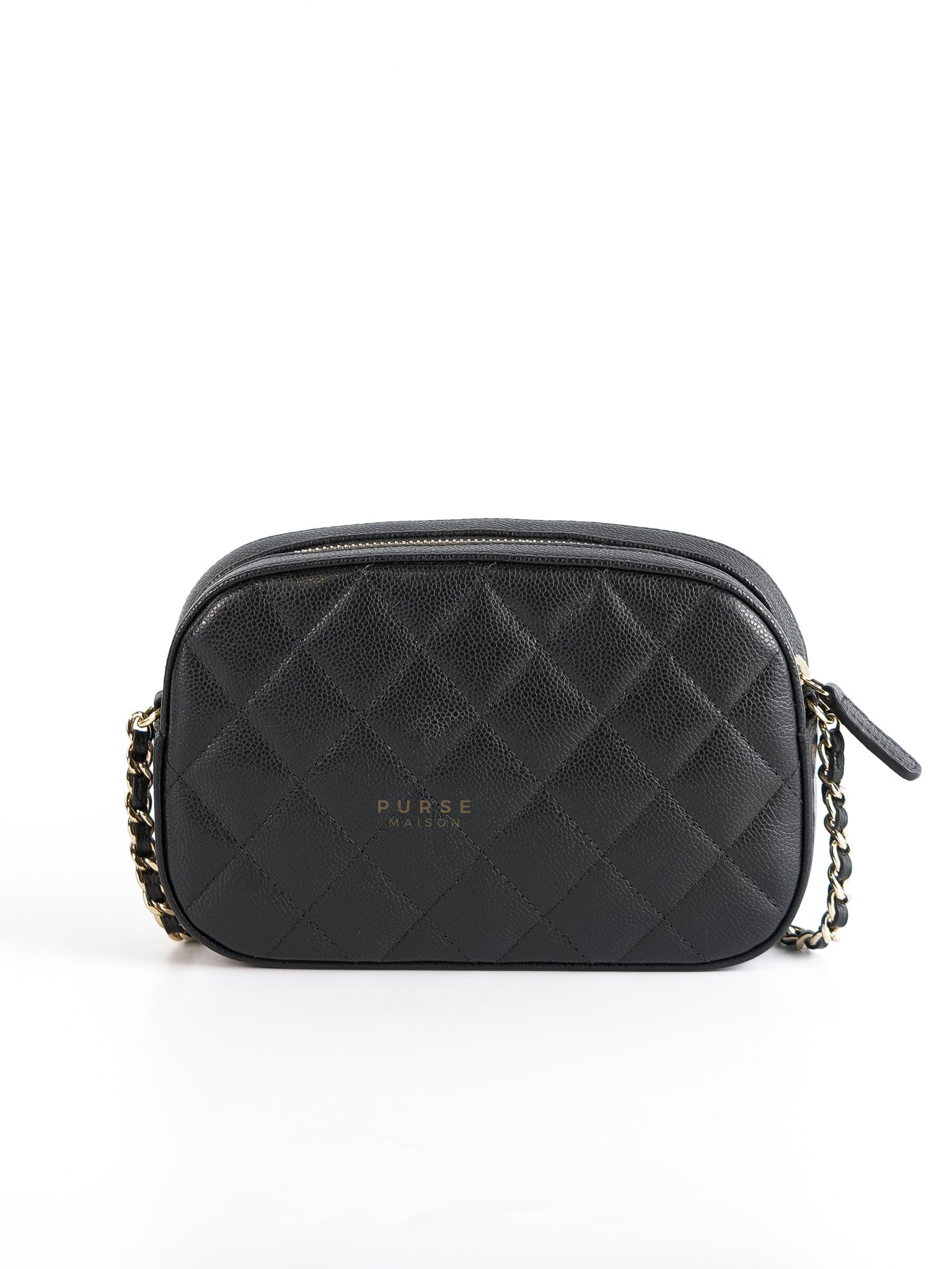 Quilted Camera Bag in Black Caviar Leather (Microchip) | Purse Maison Luxury Bags Shop