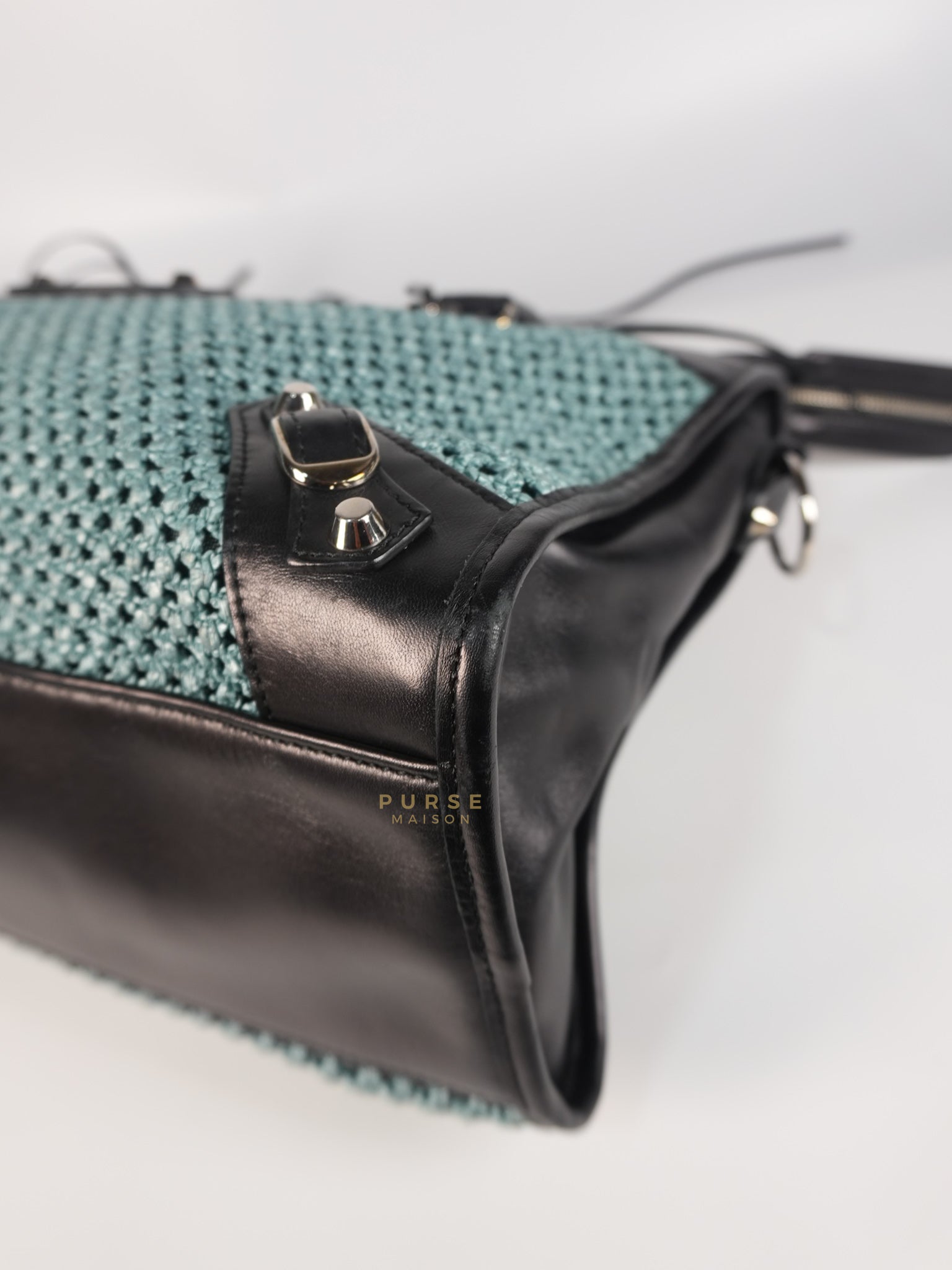 Raffia Bicolor City Medium Metallic Shoulder Bag | Purse Maison Luxury Bags Shop