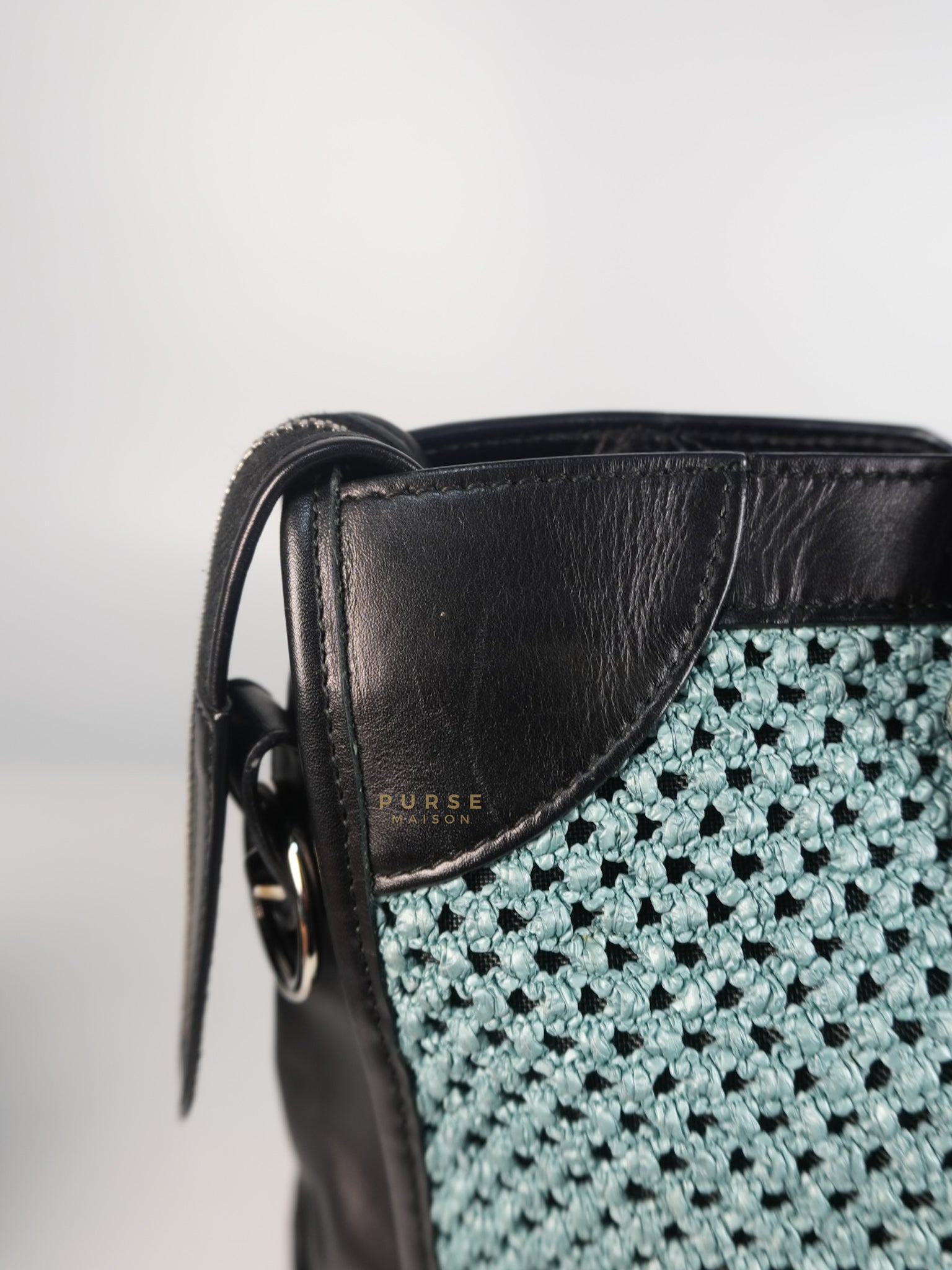Raffia Bicolor City Medium Metallic Shoulder Bag | Purse Maison Luxury Bags Shop