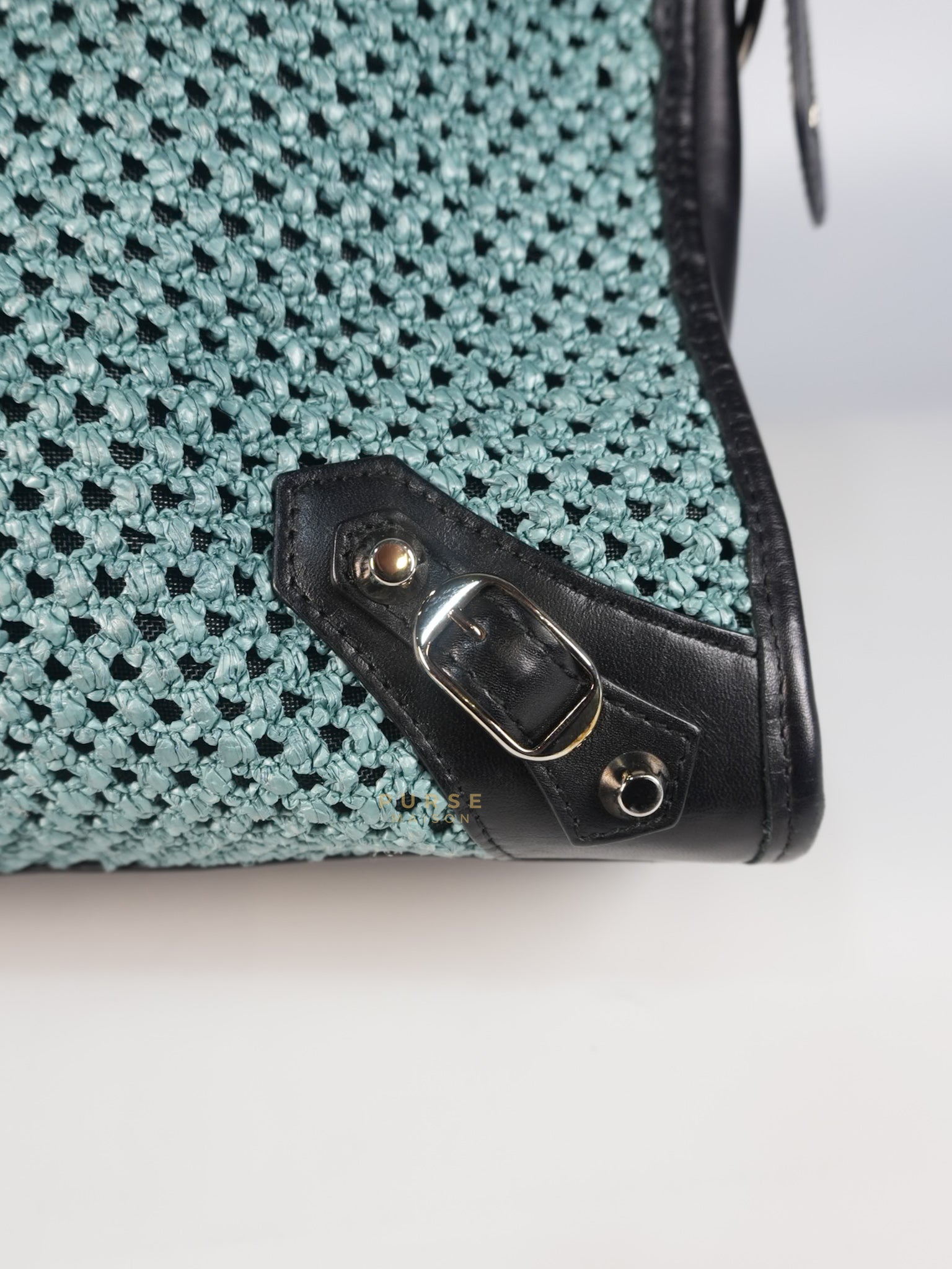 Raffia Bicolor City Medium Metallic Shoulder Bag | Purse Maison Luxury Bags Shop