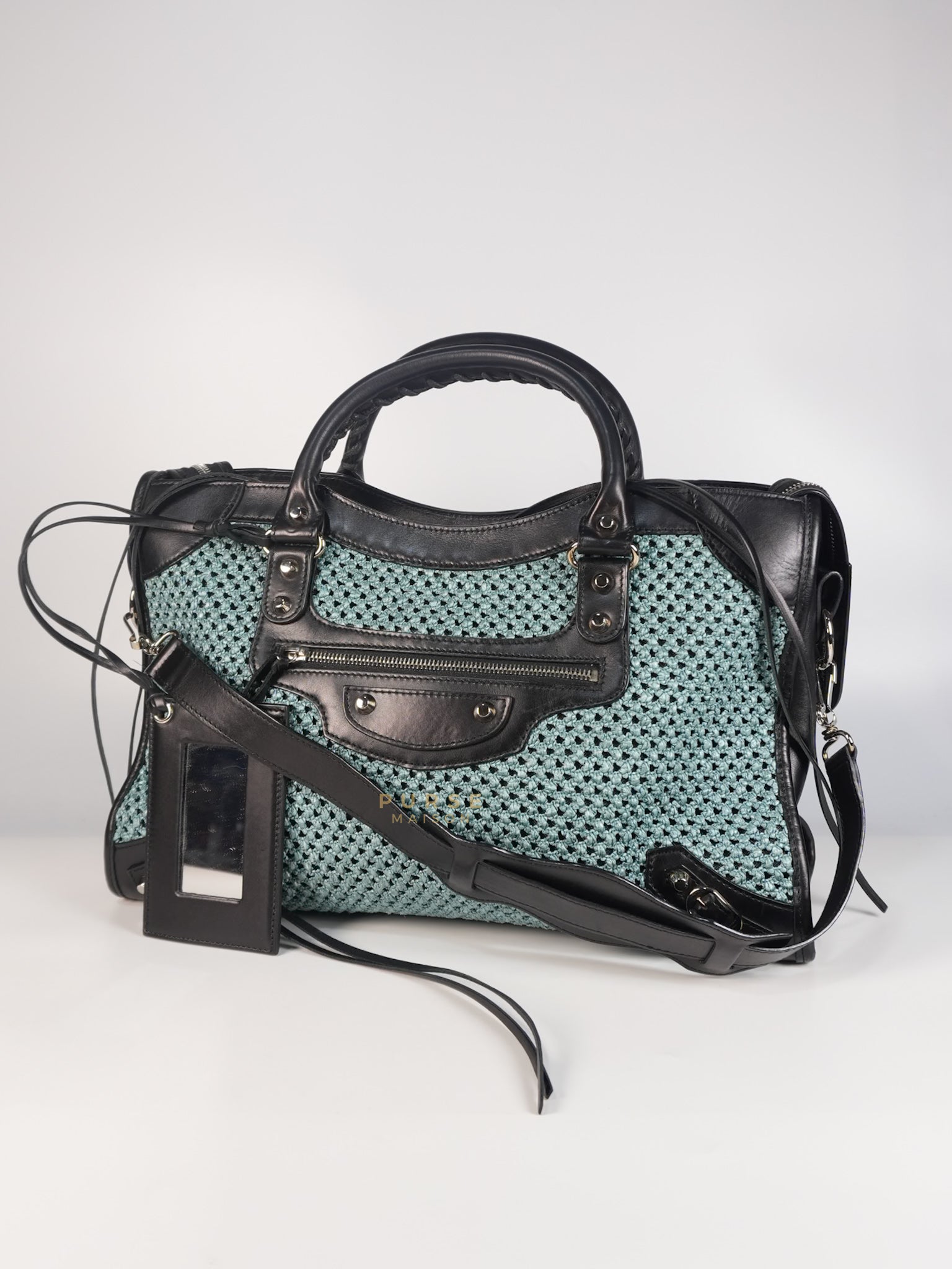 Raffia Bicolor City Medium Metallic Shoulder Bag | Purse Maison Luxury Bags Shop
