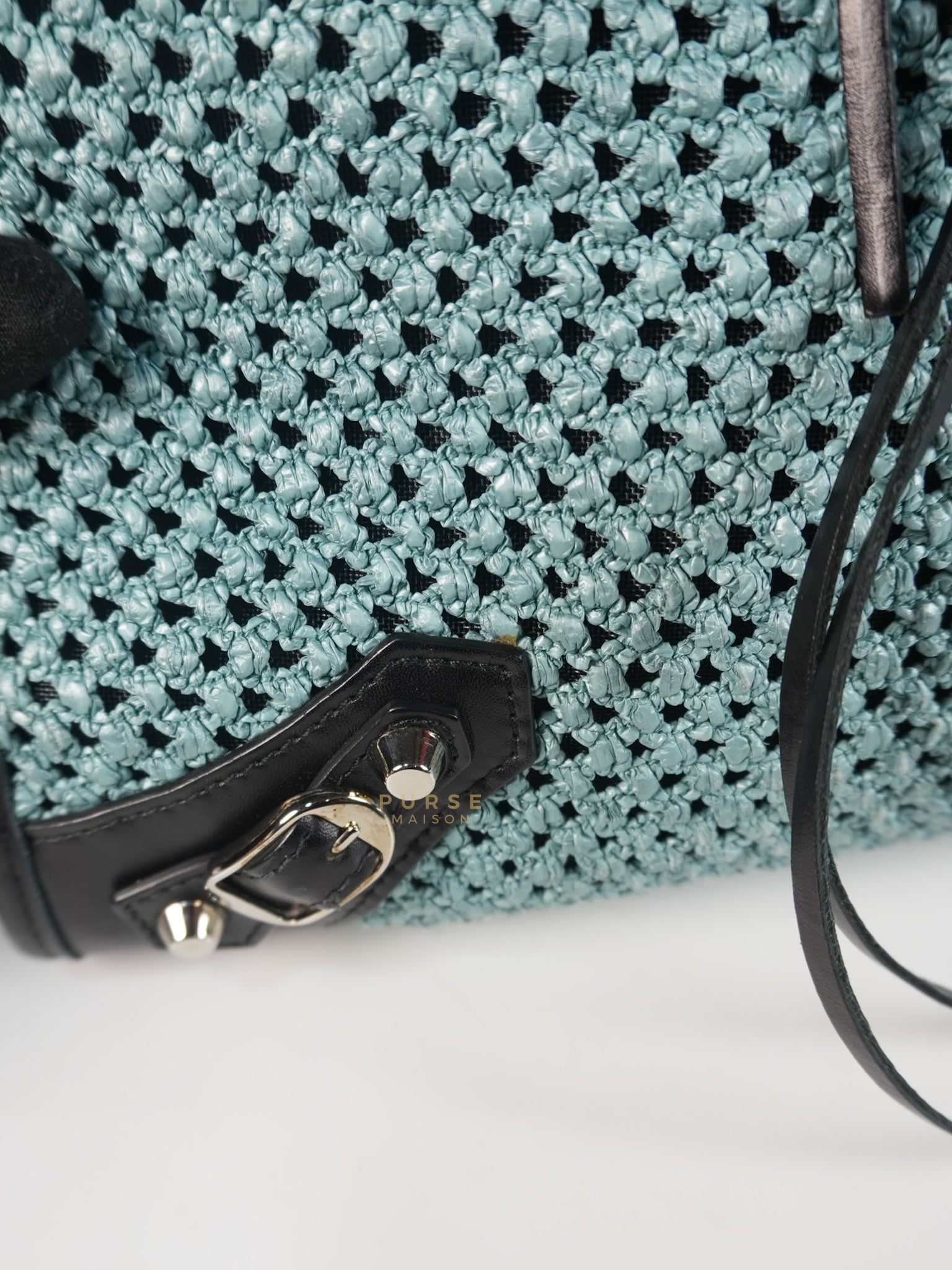 Raffia Bicolor City Medium Metallic Shoulder Bag | Purse Maison Luxury Bags Shop