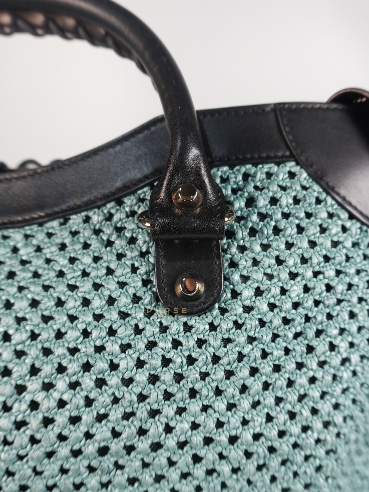 Raffia Bicolor City Medium Metallic Shoulder Bag | Purse Maison Luxury Bags Shop