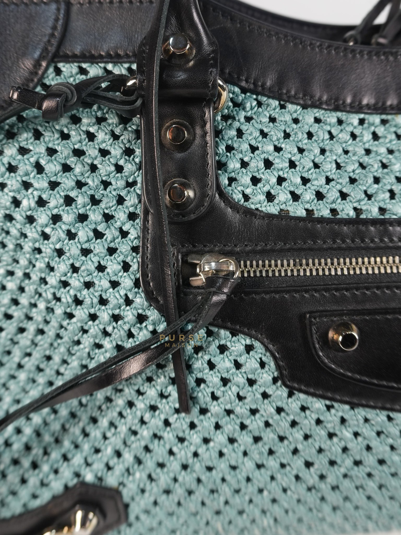 Raffia Bicolor City Medium Metallic Shoulder Bag | Purse Maison Luxury Bags Shop